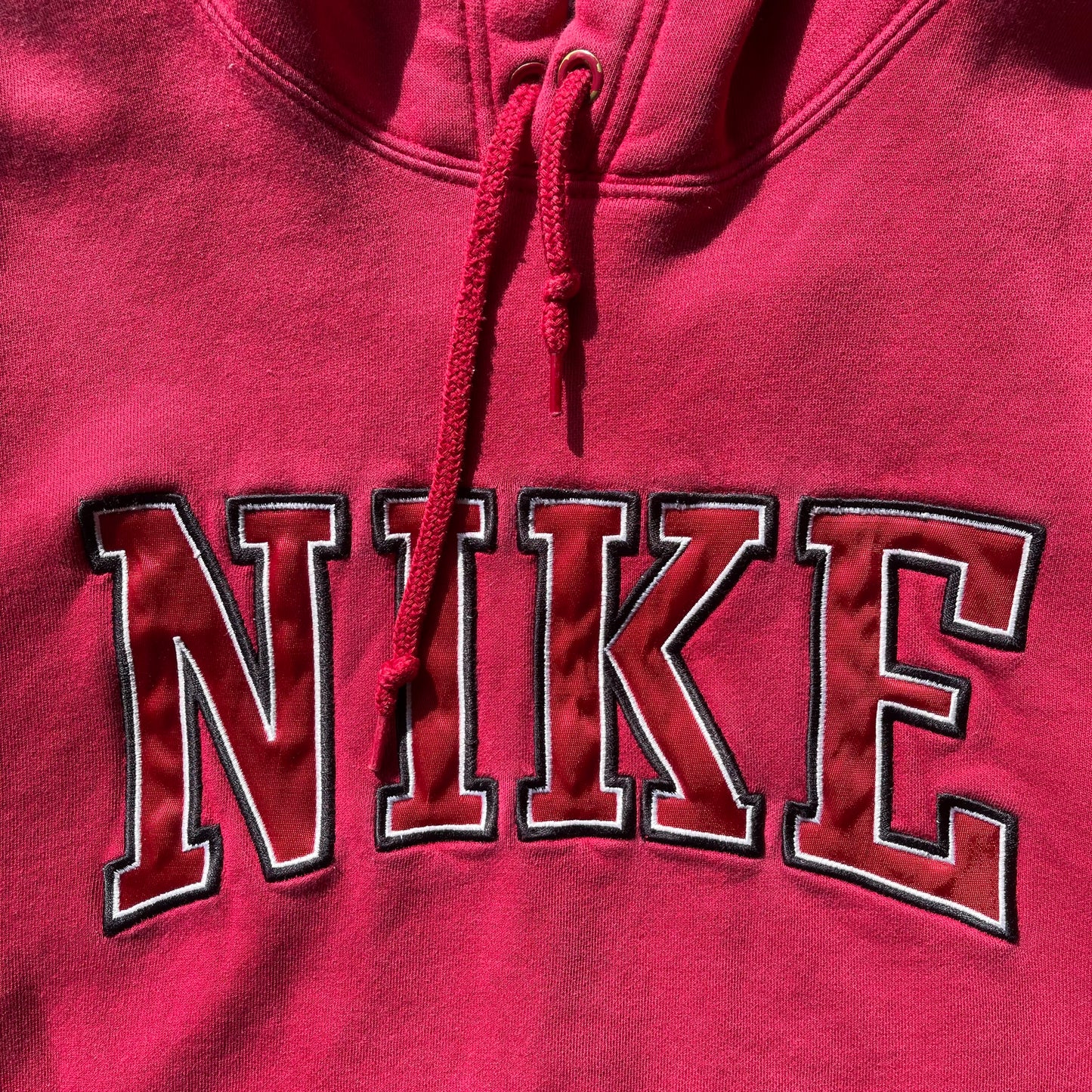 (XL) Y2K Nike Embroidered Red Hoodie