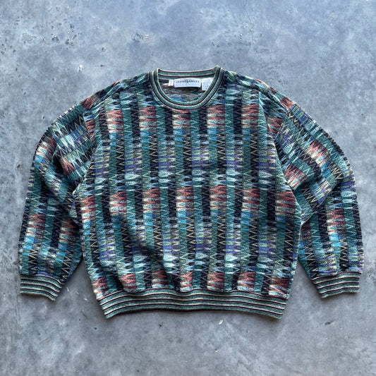 (M/L) Vintage Jhane Barnes Patterned Multi-Colored Sweater