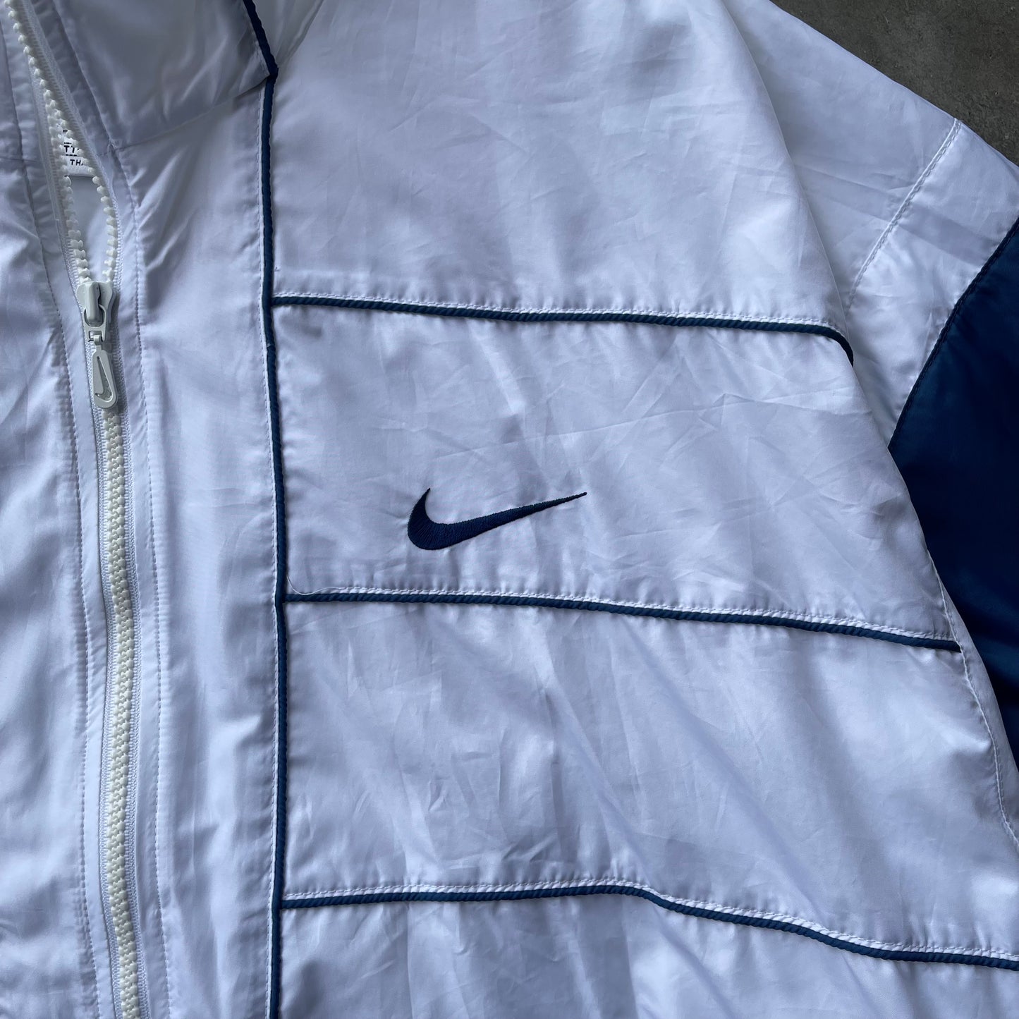 (2XL) 90s Nike White/Blue Windbreaker