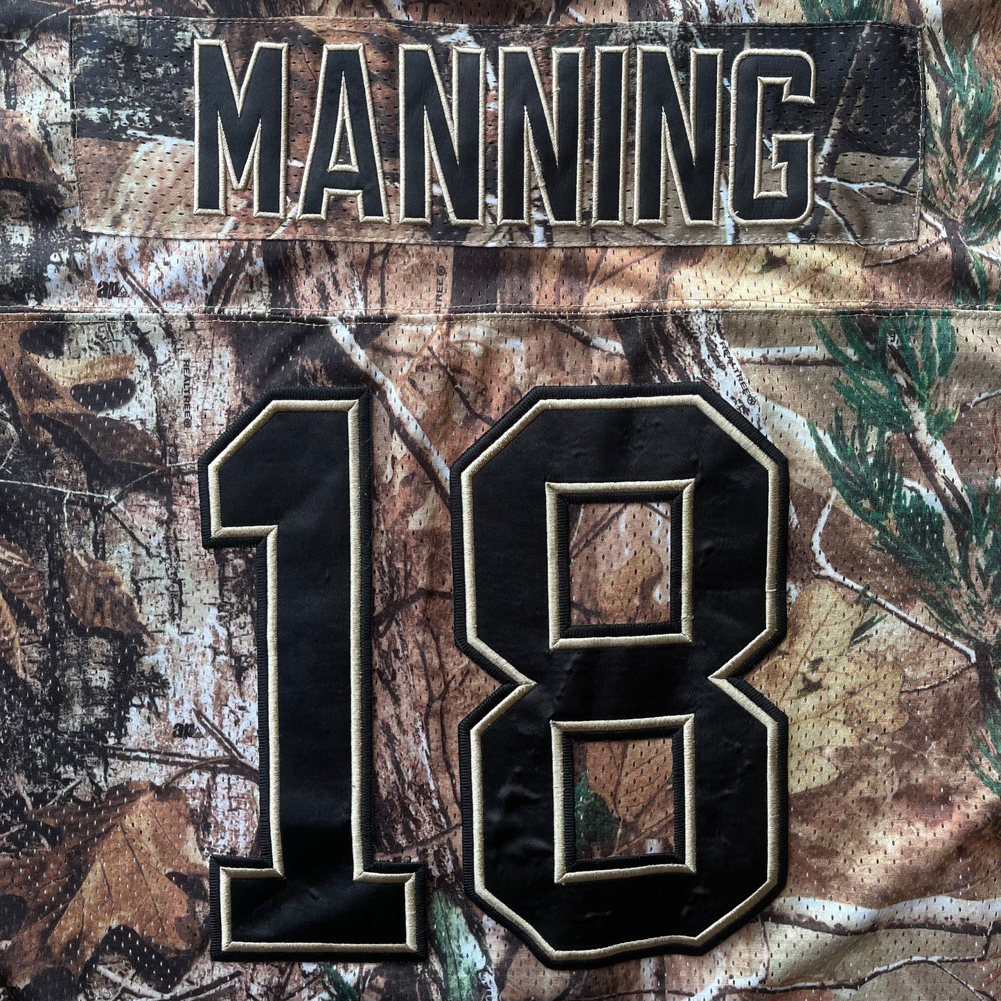 (L) RealTree Hunting Camo Peyton Manning #18 Mesh Football Jersey