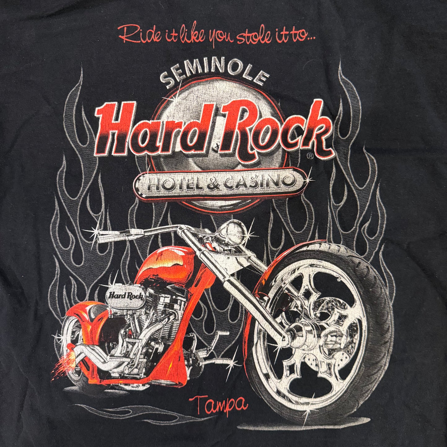 (L/XL) 2000s Hard Rock Casino Tampa Biker Long Sleeve Flames Shirt