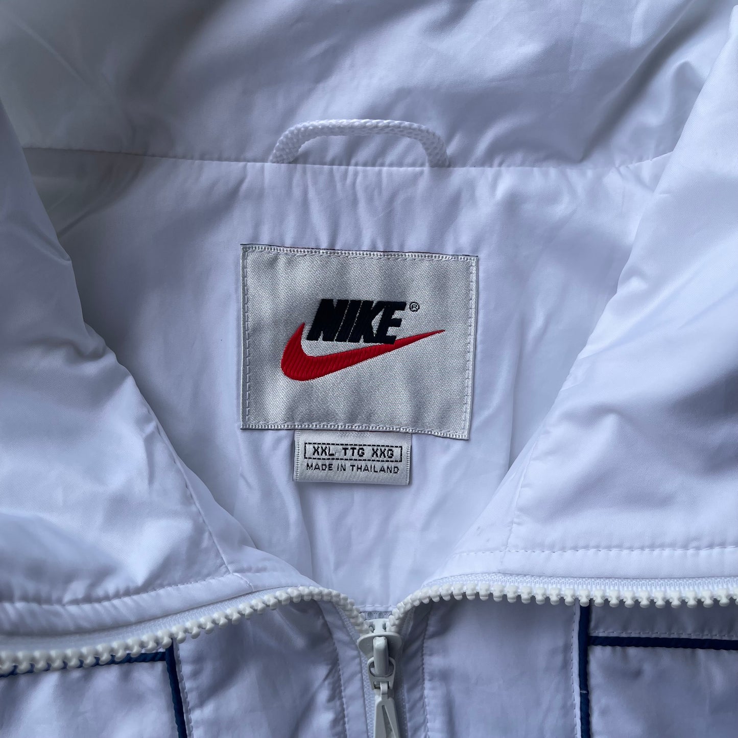 (2XL) 90s Nike White/Blue Windbreaker
