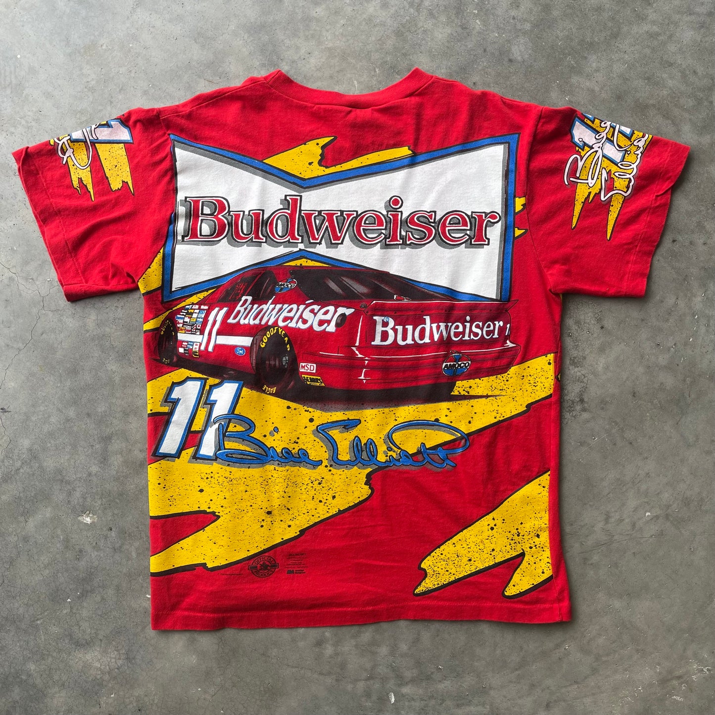 (L) Nascar Bill Elliott Budweiser All Over Print Race Car Graphic Tee