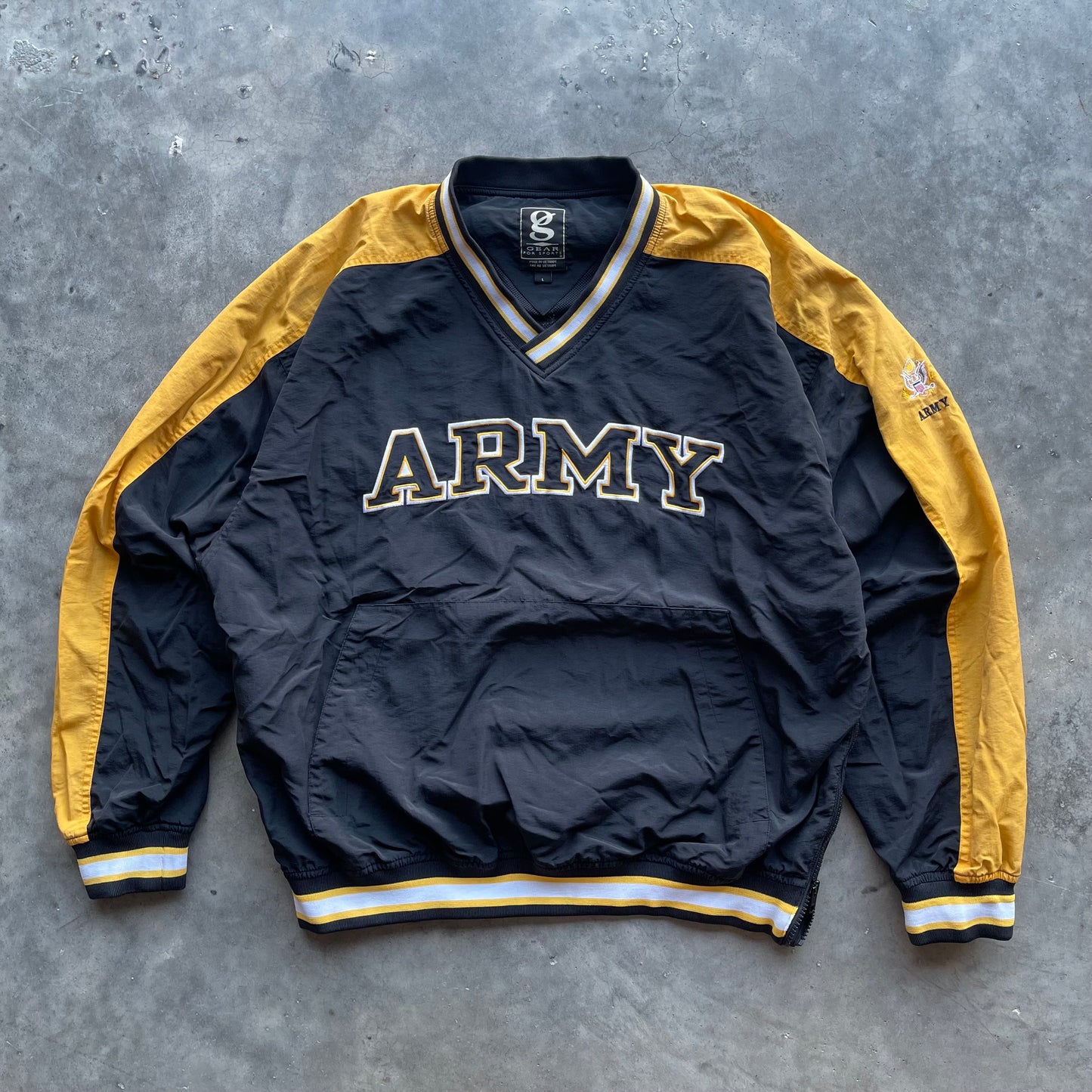 (L) Vintage Army Embroidered Pullover Windbreaker