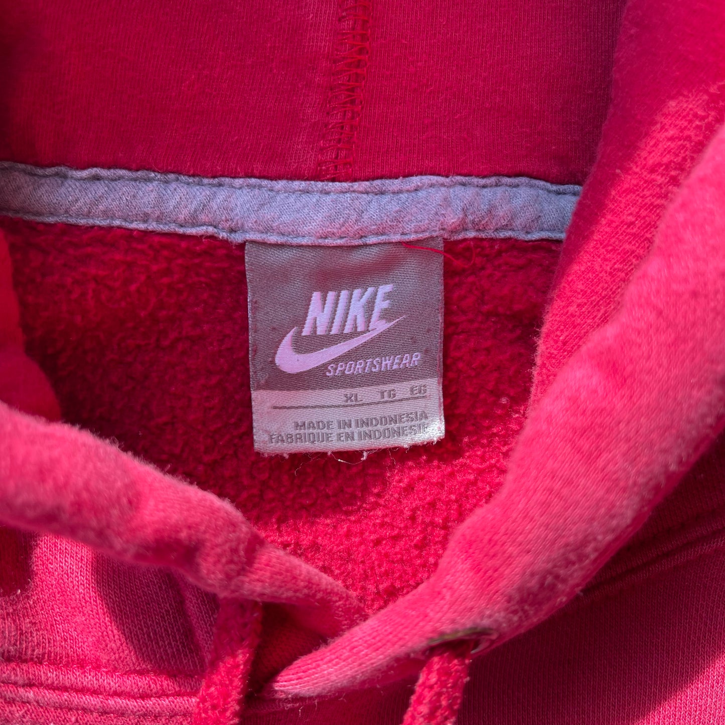 (XL) Y2K Nike Embroidered Red Hoodie