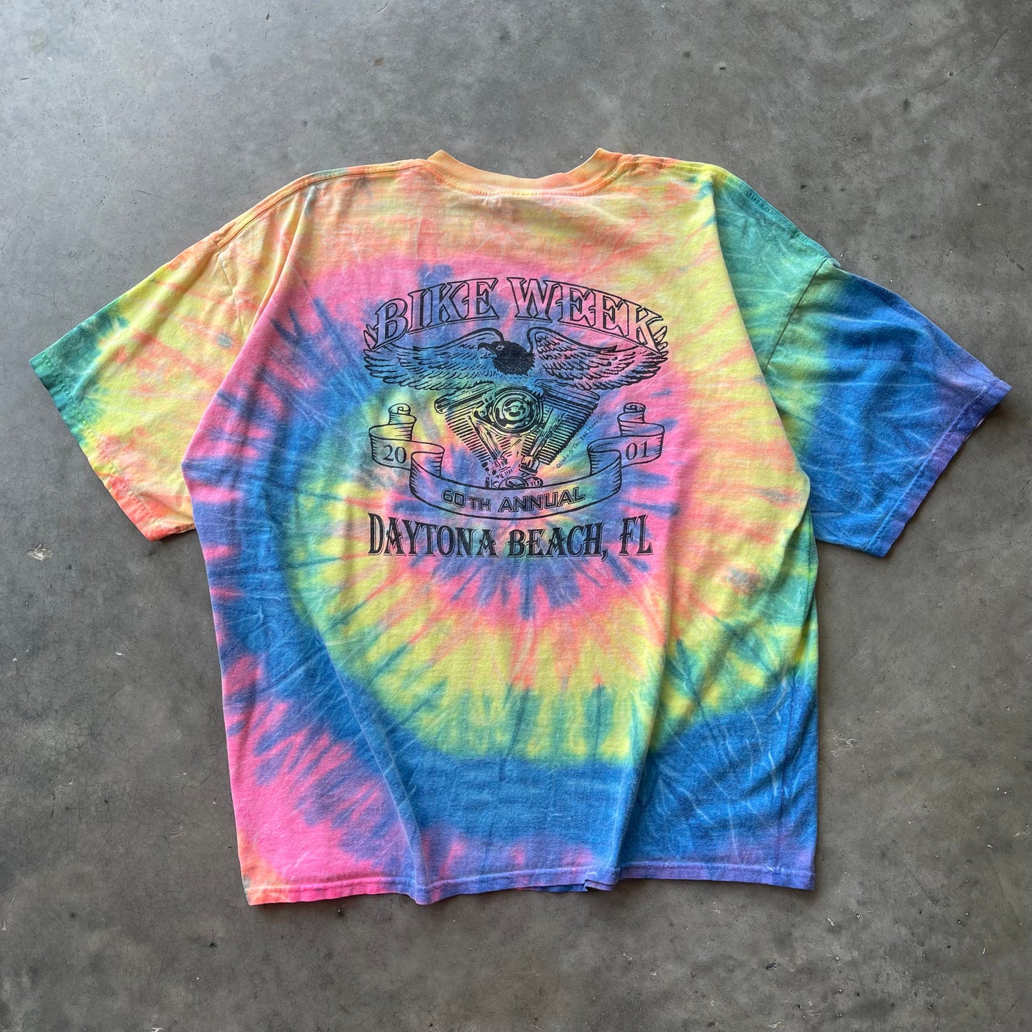 (2XL) ‘01 Bike Week Tie Dye Graphic Tee