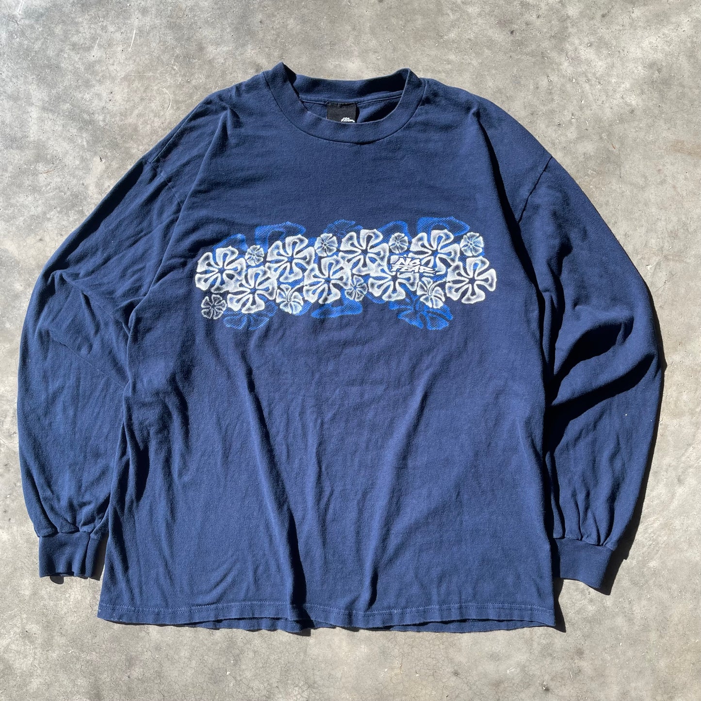 (L) Y2K “No Fear” Hawaiian Floral Graphic Long Sleeve Tee