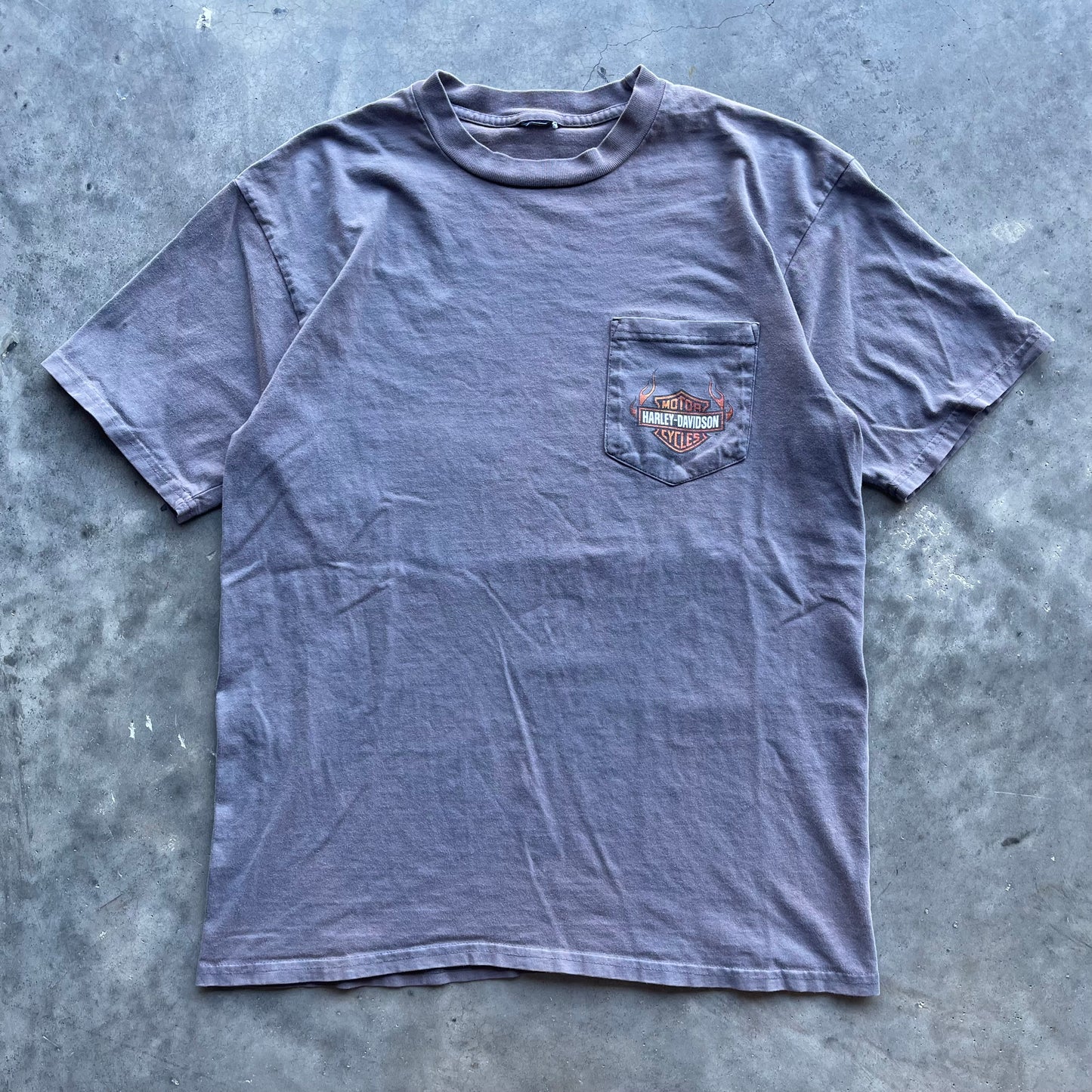 (M) Vintage Harley Davidson Daytona Flame Faded Pocket Tee