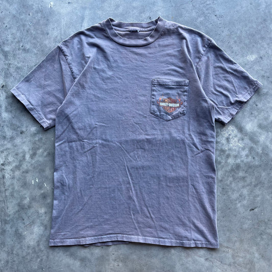 (M) Vintage Harley Davidson Daytona Flame Faded Pocket Tee
