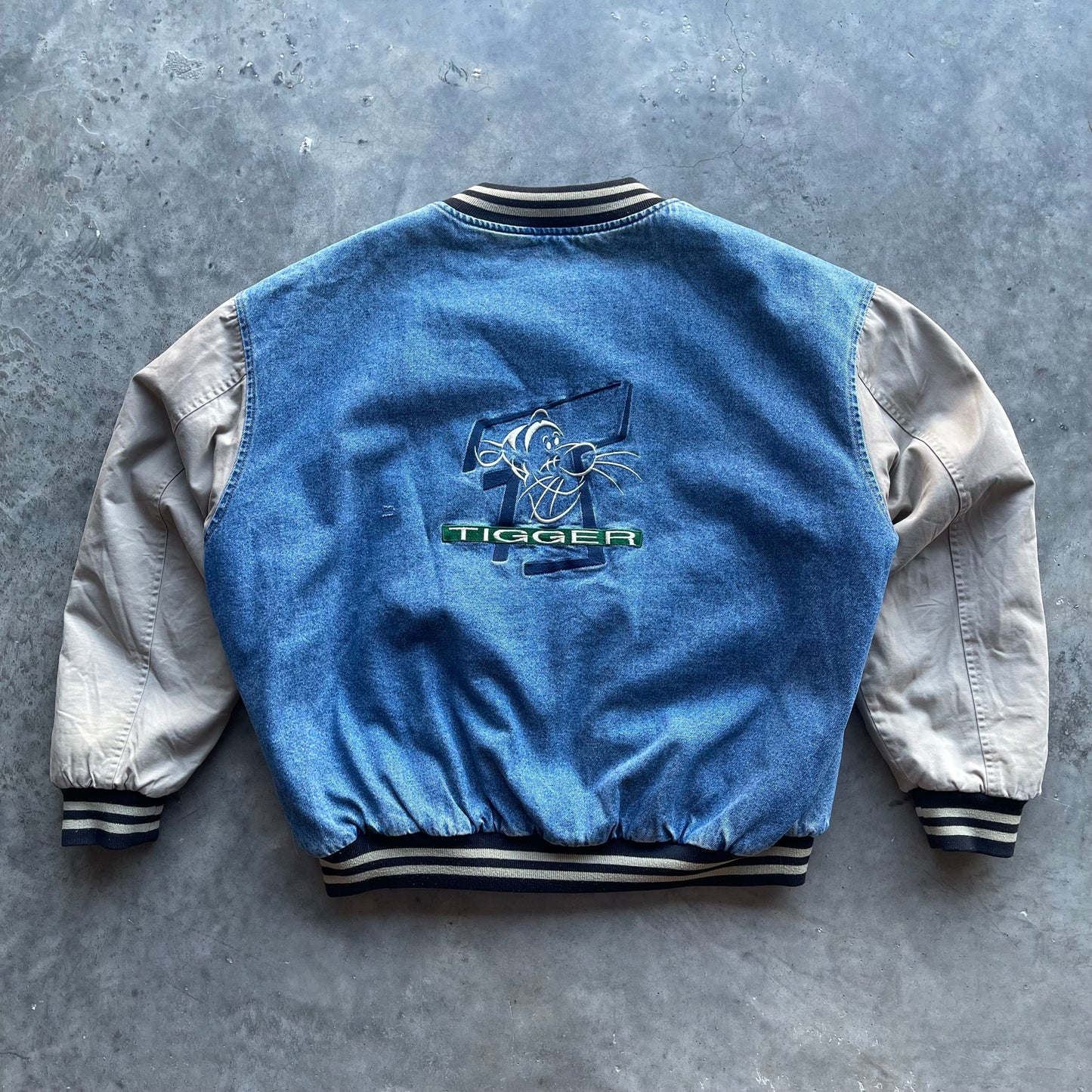 (XL) Vintage Disney "Tigger" Embroidered Varsity Bomber Jacket