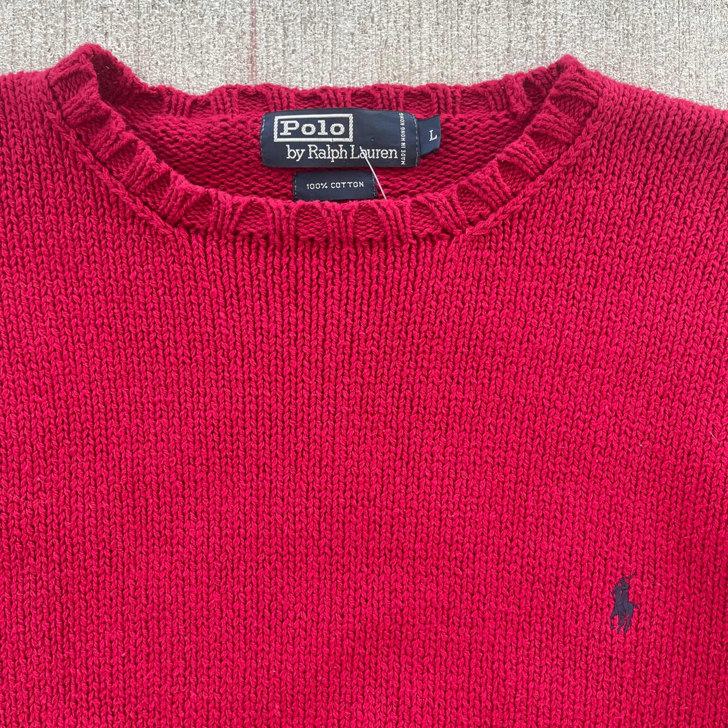 (L) 00s Polo Ralph Lauren Red Knitted Sweater