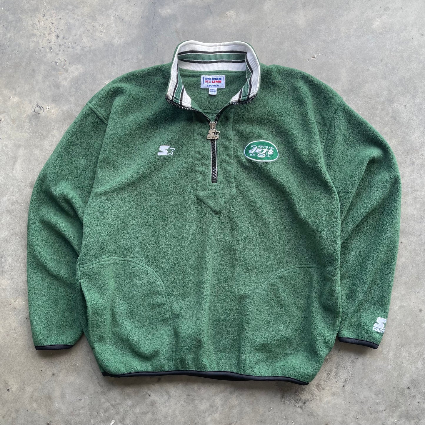 (2XL) 90s New York Jets NFL Starter Quarter Zip Sweater