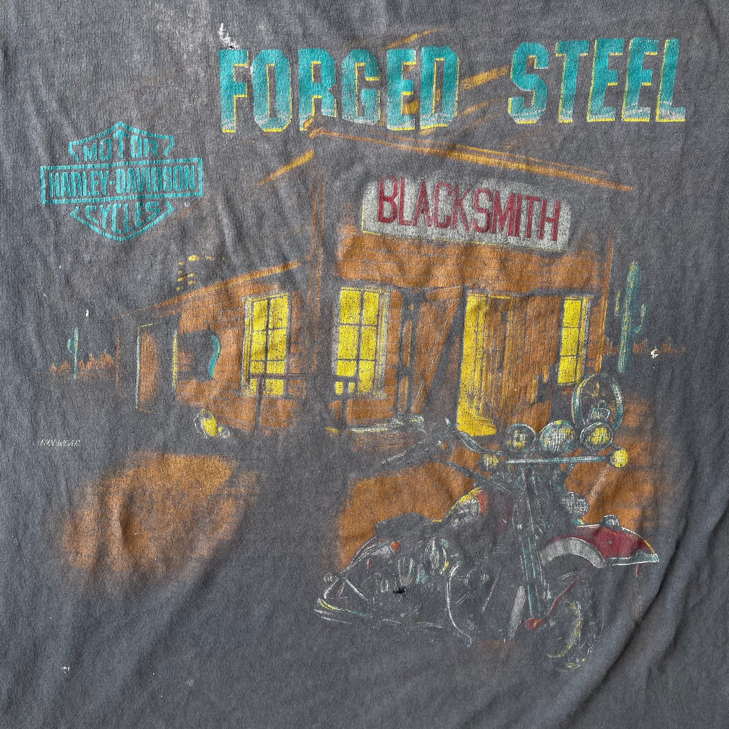 (2XL/3XL) 80s-90s Harley Davidson "Forged Steel" Thrashed Tank Tee