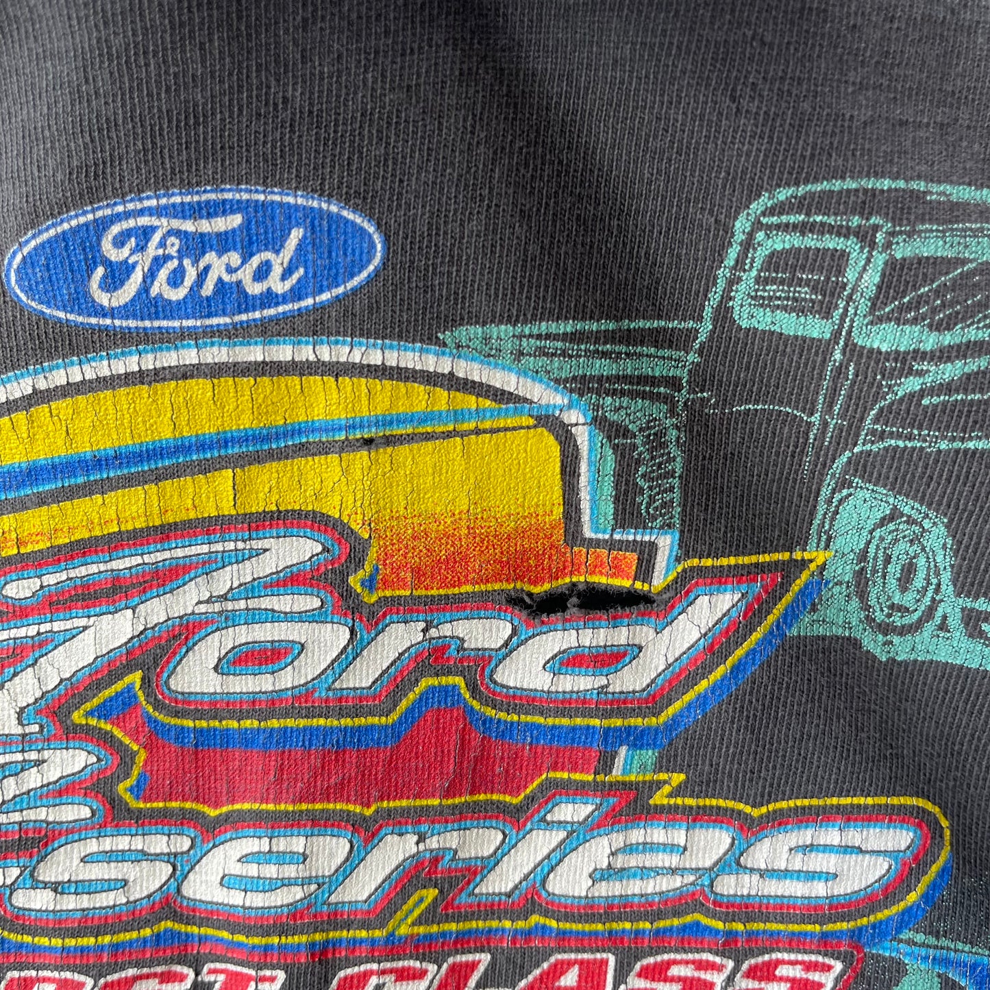 (M) 90s Ford 7 Series First Class Truck Graphic Thrashed Tee