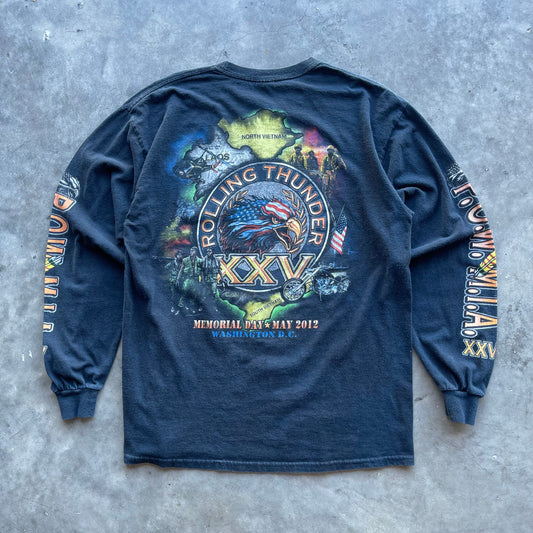 (M) 2012 Rolling Thunder Memorial Day Biker Long Sleeve Tee