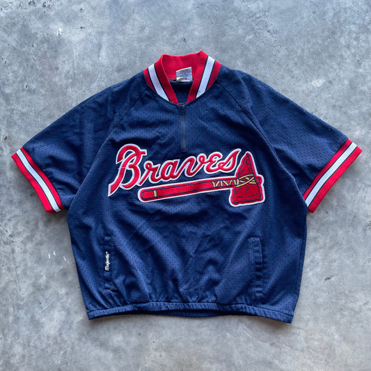 (XL) 90s Atlanta Braves Batting Practice Quarter Zip "Woods" Jersey