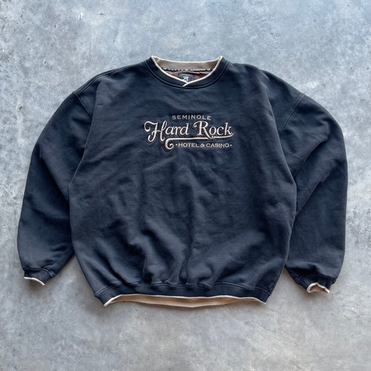 (XL) Vintage Hard Rock Casino Embroidered Heavyweight Crewneck