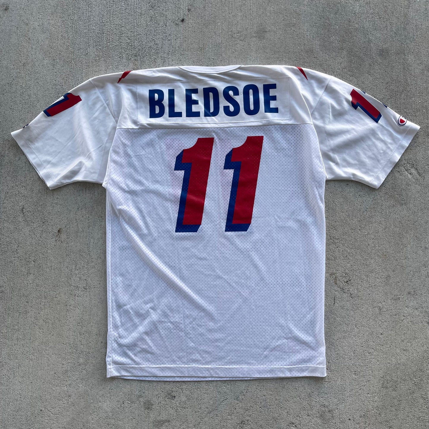 (L/XL) 90s New England Patriots 'Drew Bledsoe' Football Jersey