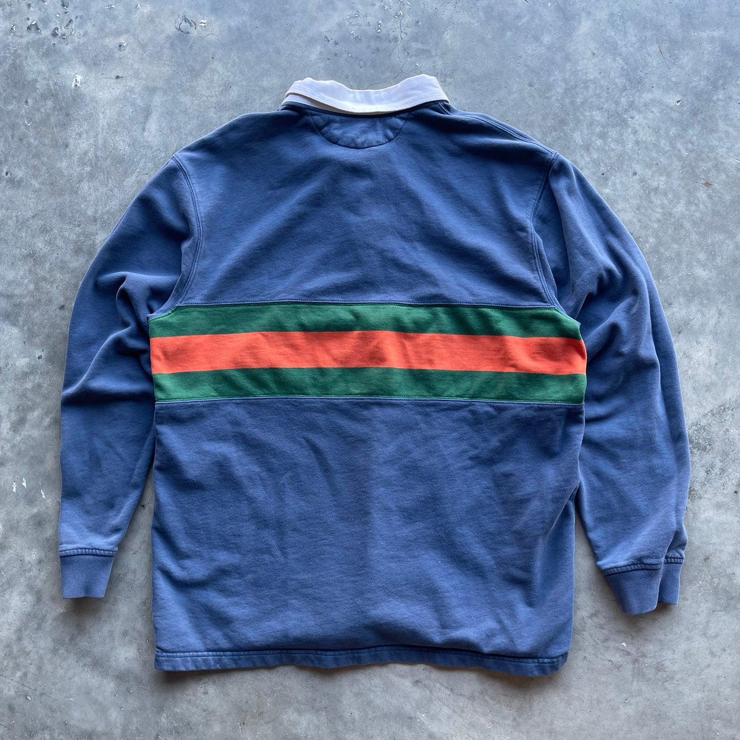 (XL) Vintage Polo Ralph Lauren Blue Rugby Long Sleeve
