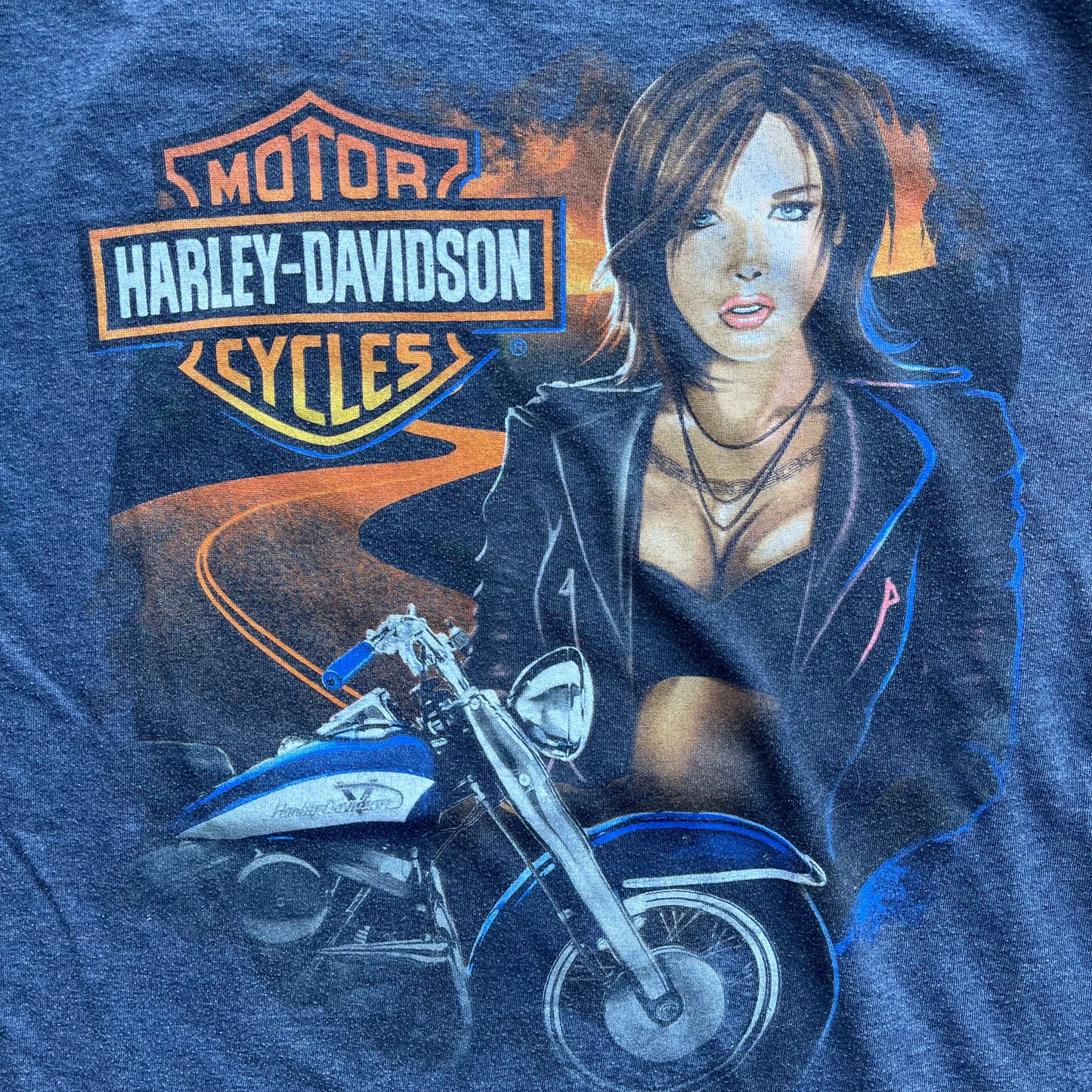 (M) Harley Davidson Biker Girl Tee