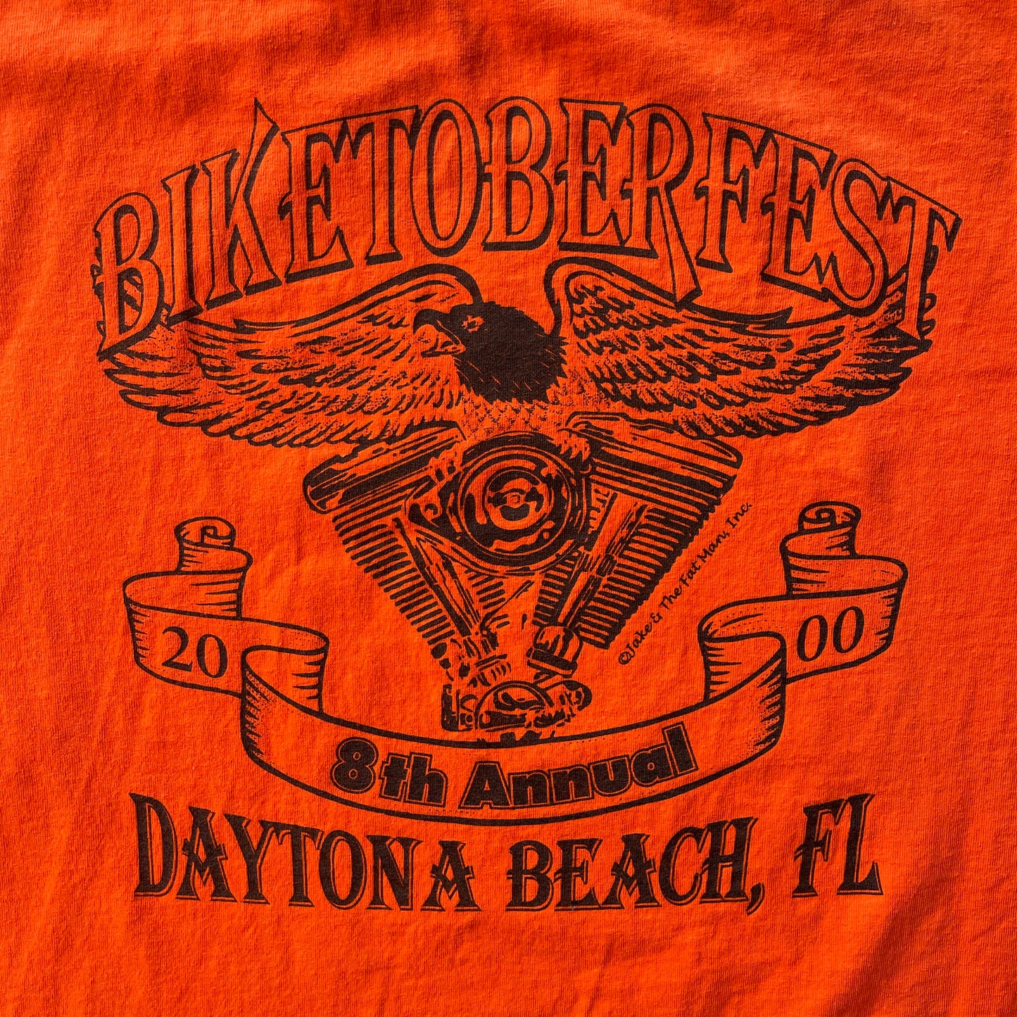 (XL) ‘00 Bike Week Biketoberfest Blade Spiral Graphic Orange Tee