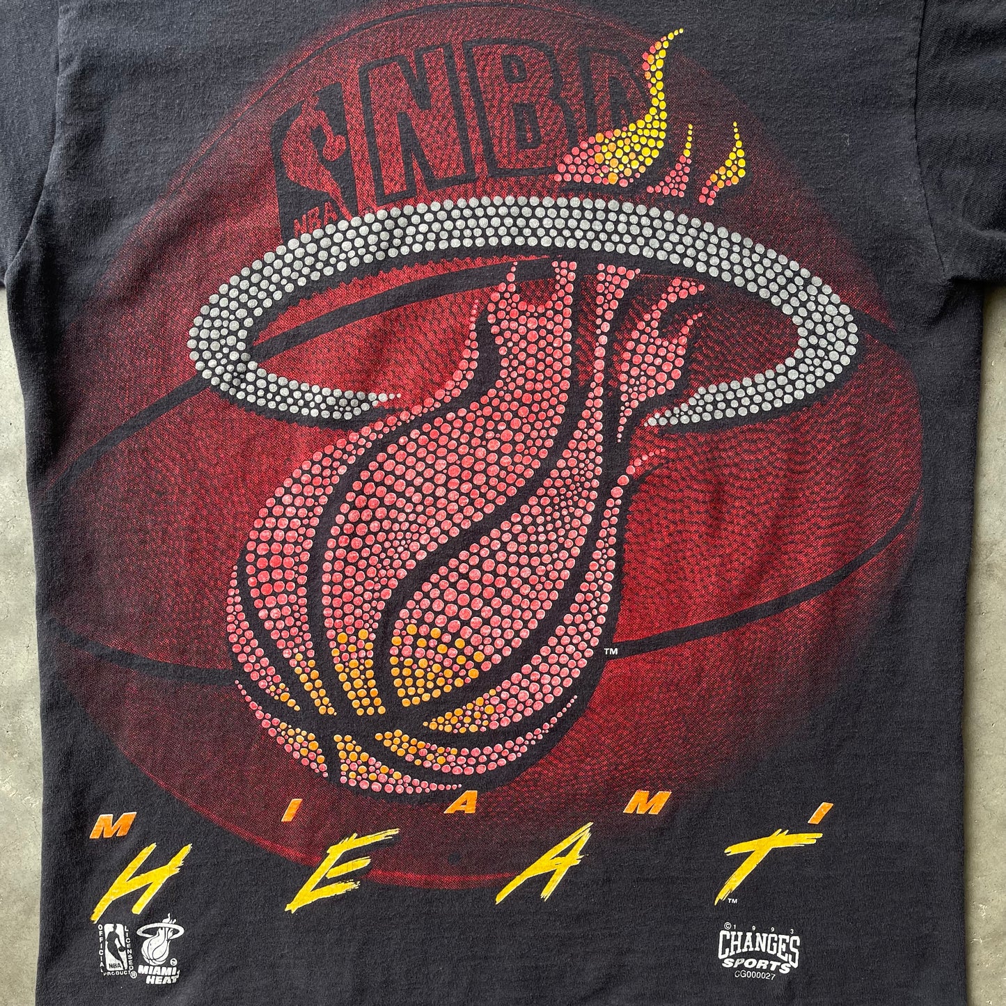 (M) ‘93 Miami Heat NBA Puff Print Rare Graphic Tee