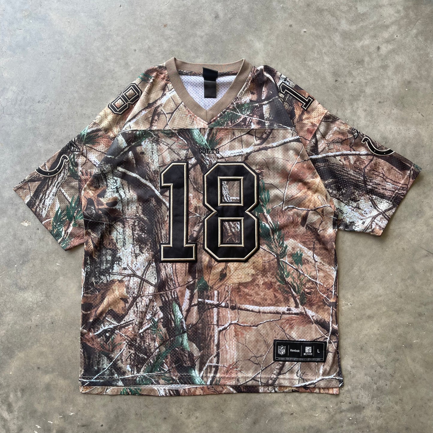 (L) RealTree Hunting Camo Peyton Manning #18 Mesh Football Jersey