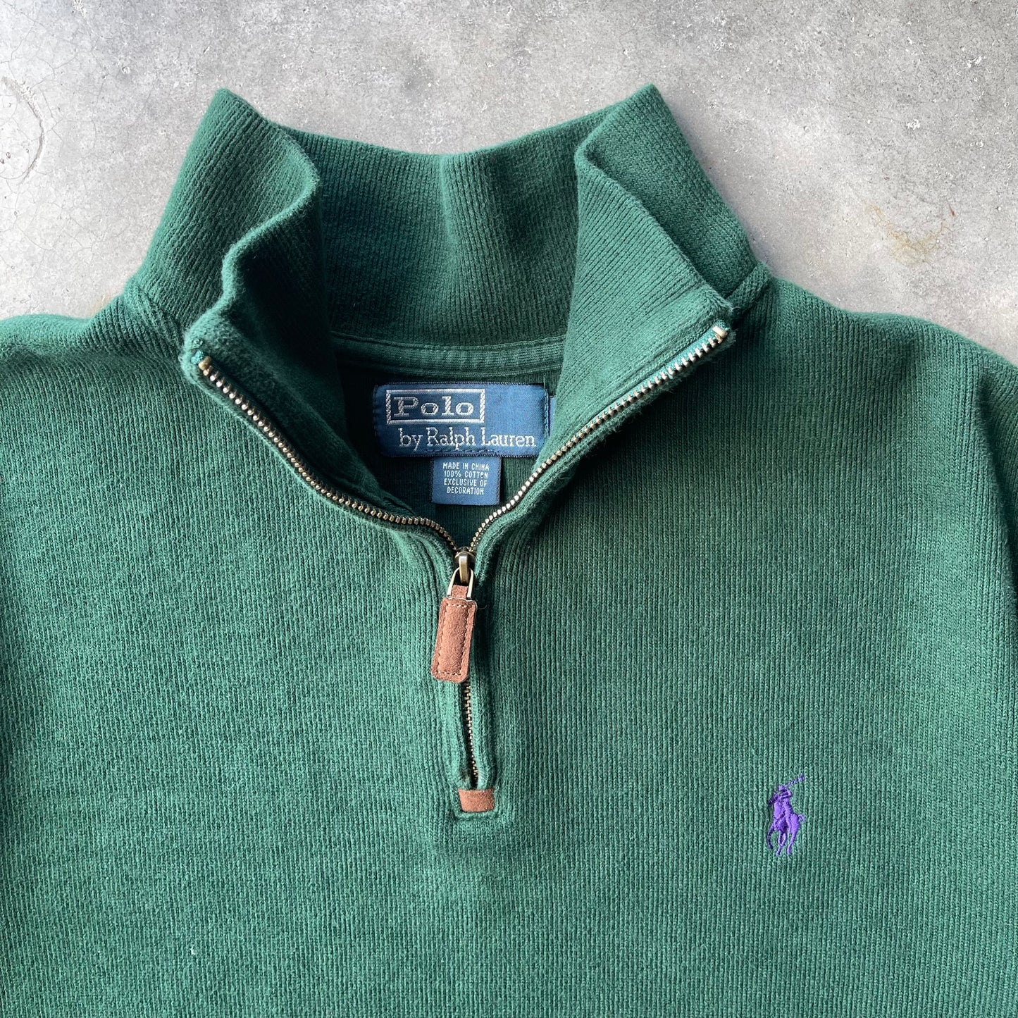 (M/L) Vintage Polo Ralph Lauren Green Quarter Zip Sweater