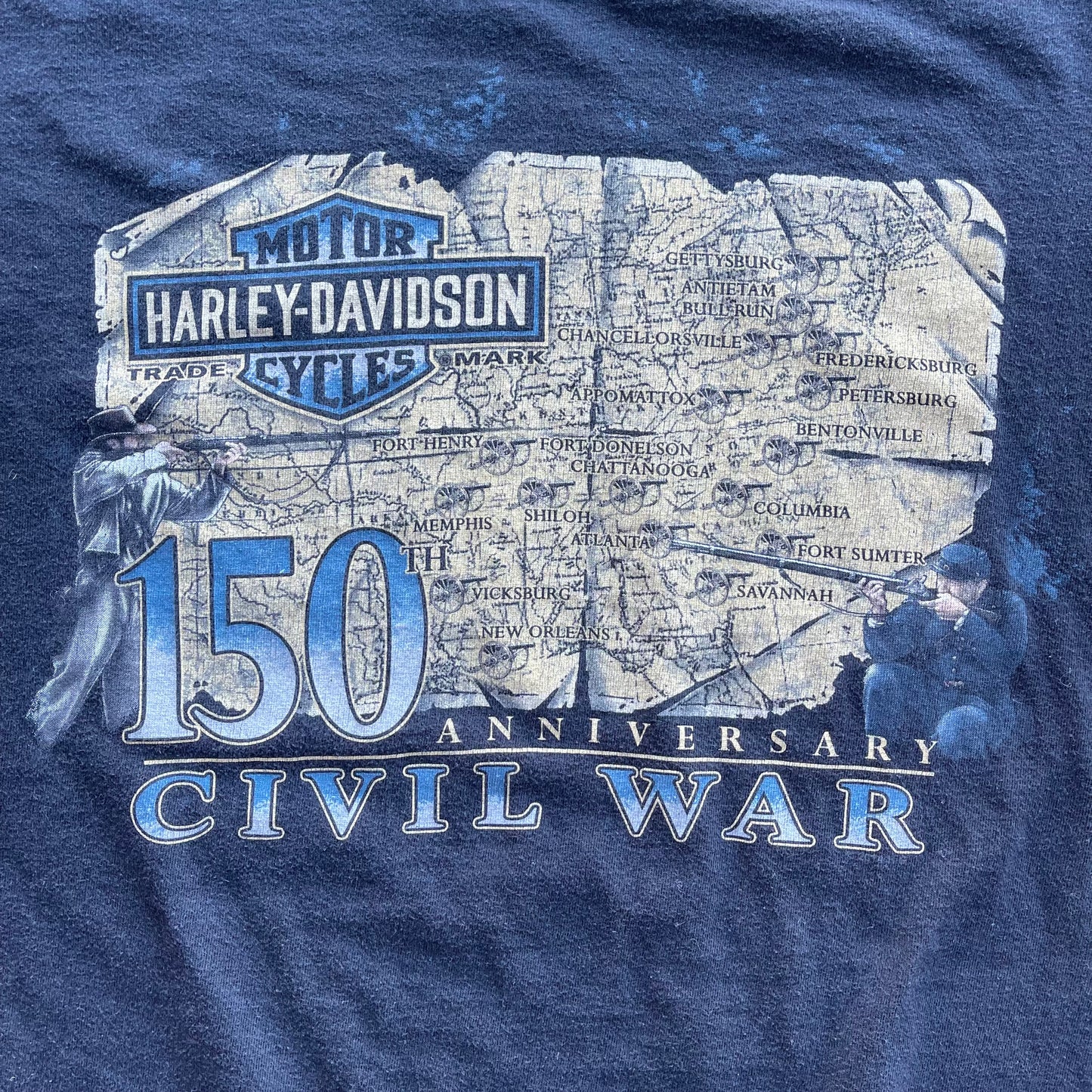 (M/L) Harley Davidson Civil War Map Tee