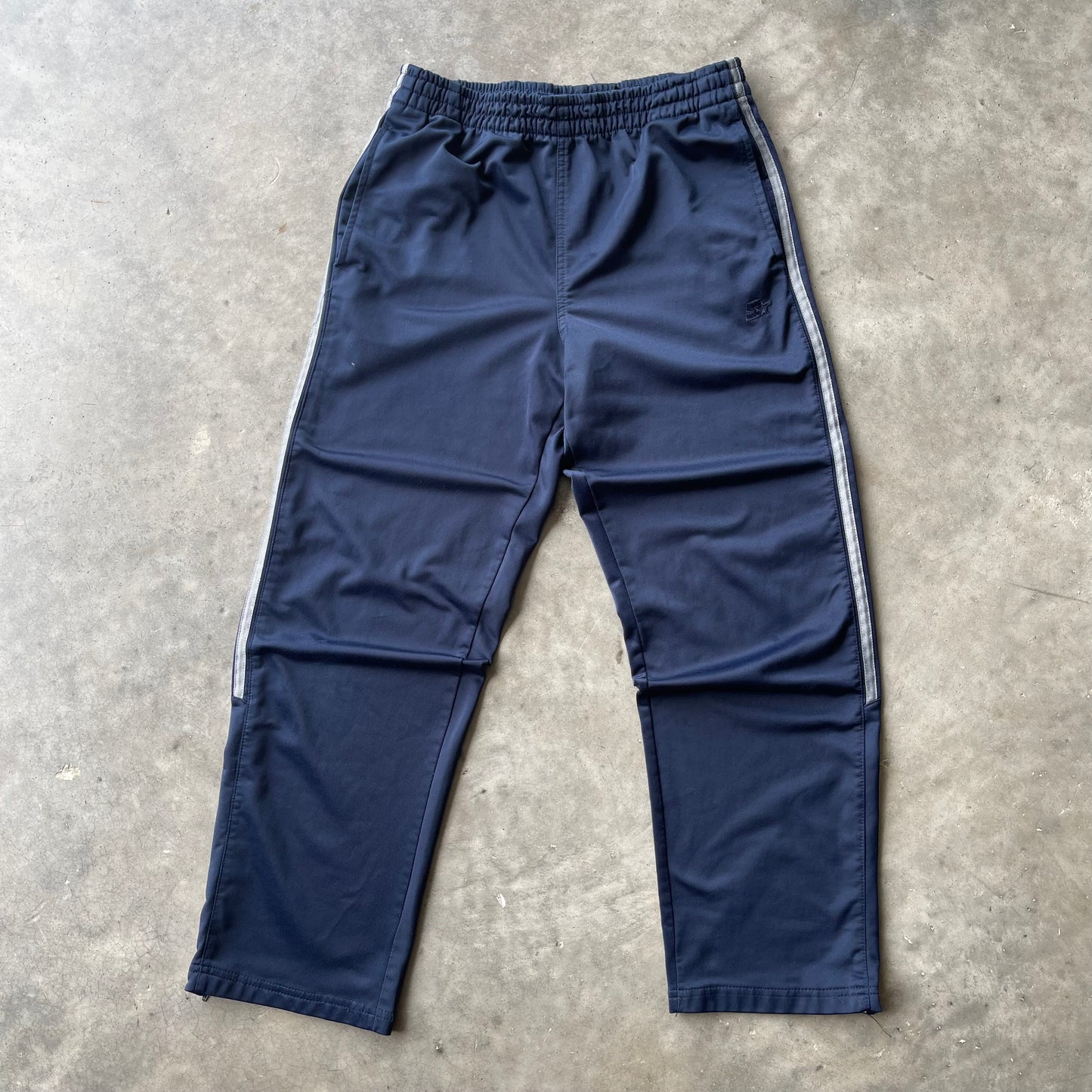 (M) 00s Starter Navy Blue Silk Polyester Track Pants