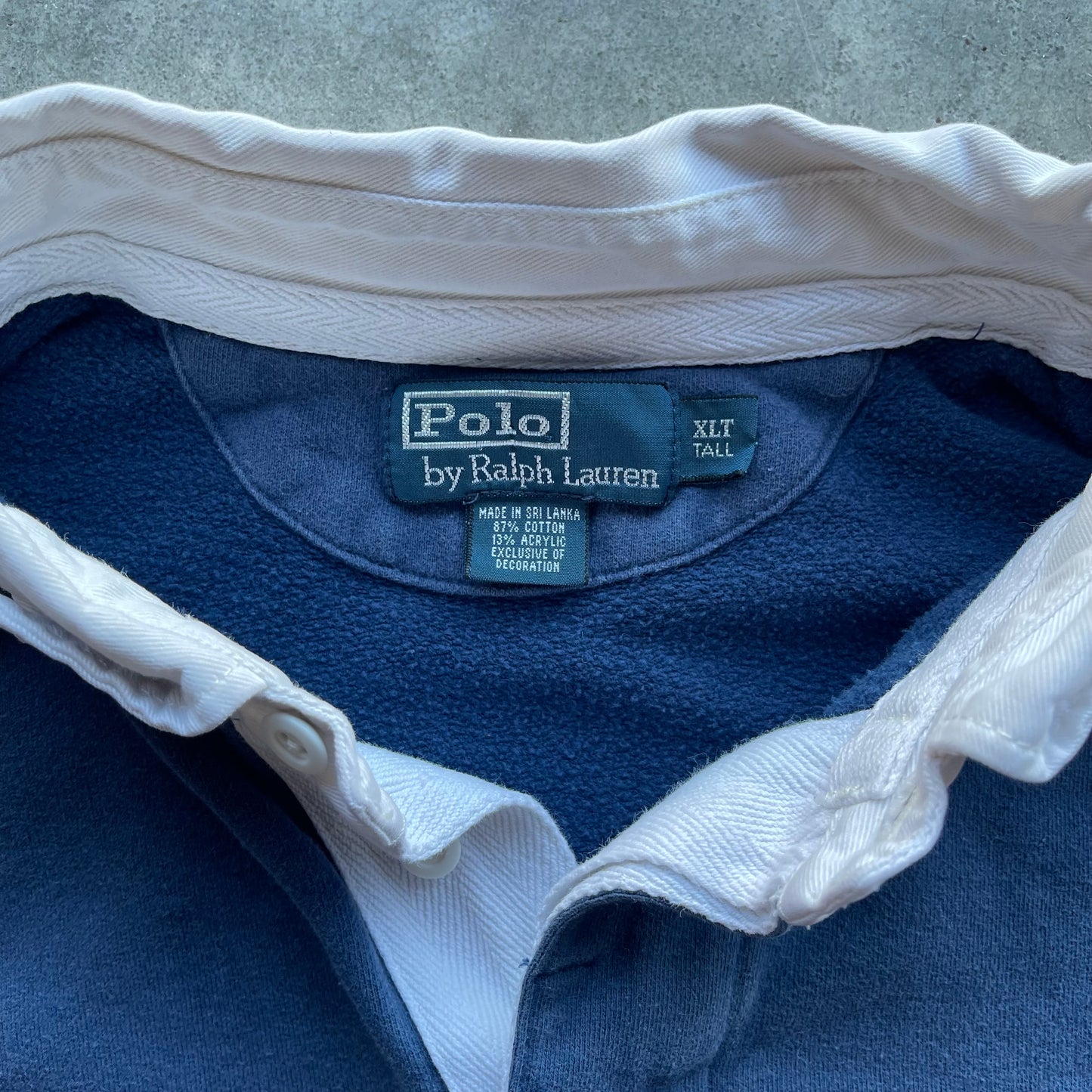 (XL) Vintage Polo Ralph Lauren Blue Rugby Long Sleeve