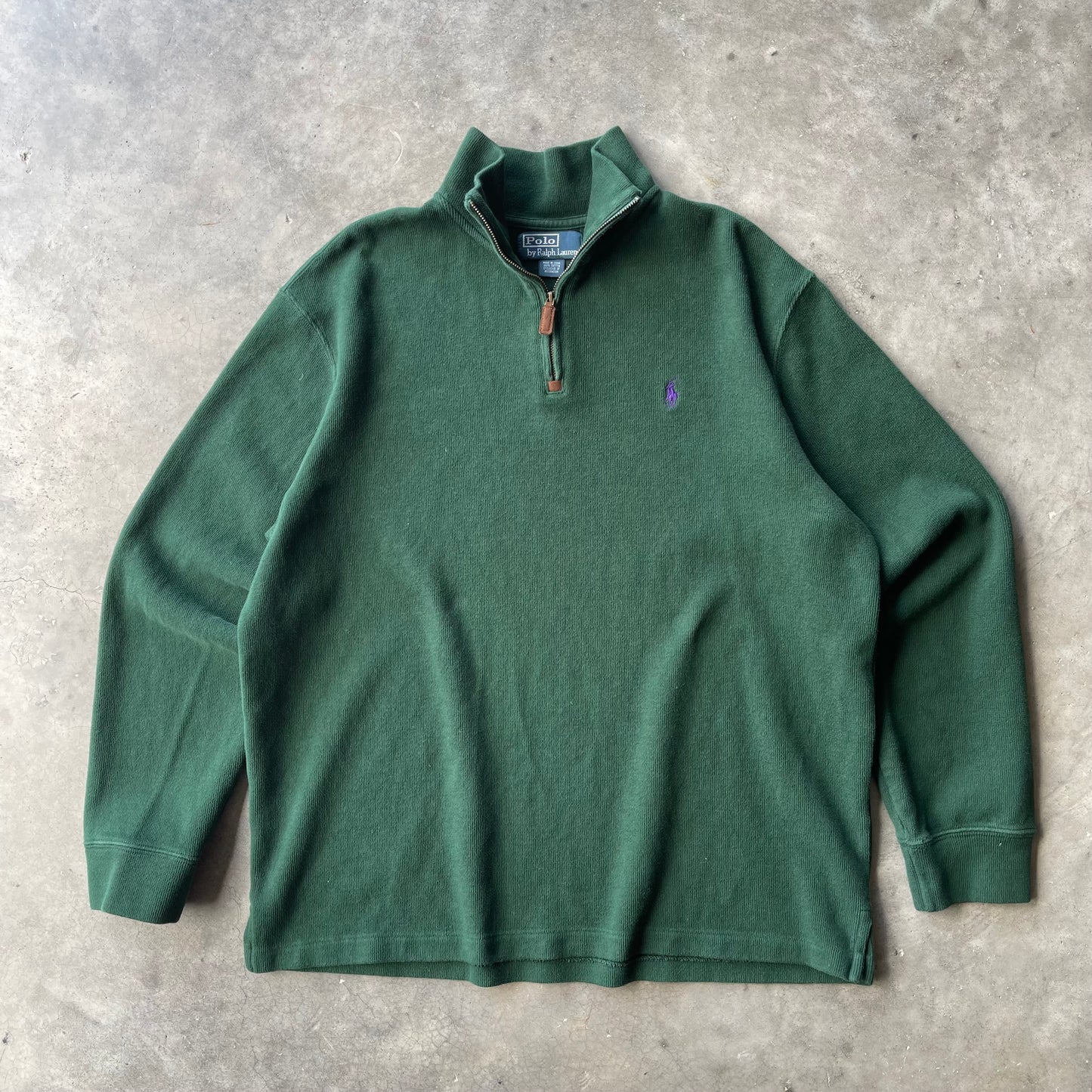 (M/L) Vintage Polo Ralph Lauren Green Quarter Zip Sweater