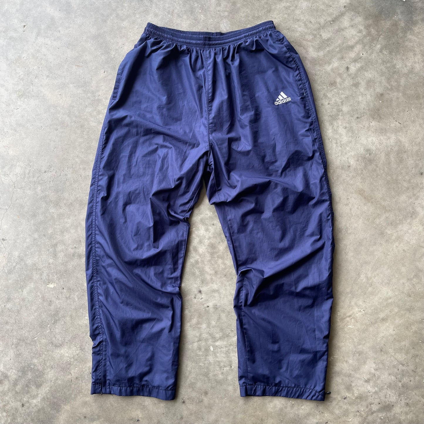 (L) 90s Adidas Navy Blue Polyester Track Pants