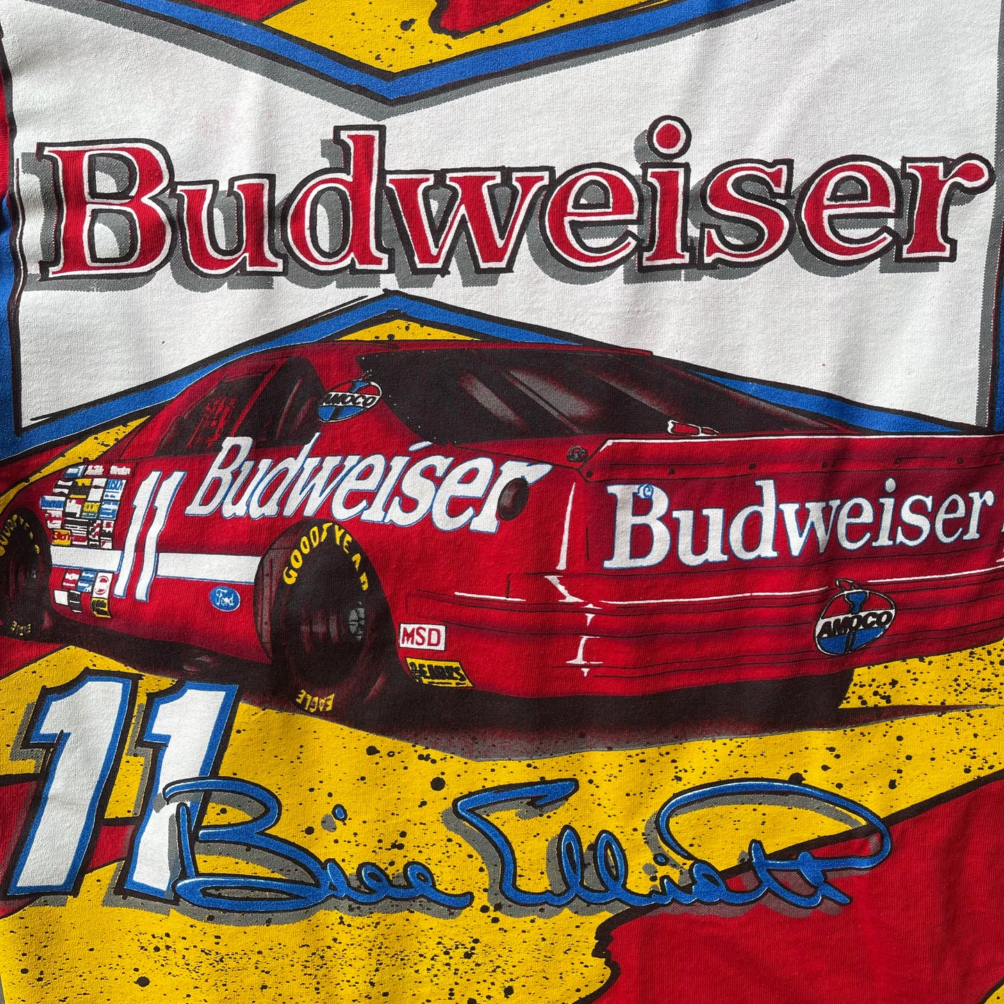 (L) Nascar Bill Elliott Budweiser All Over Print Race Car Graphic Tee
