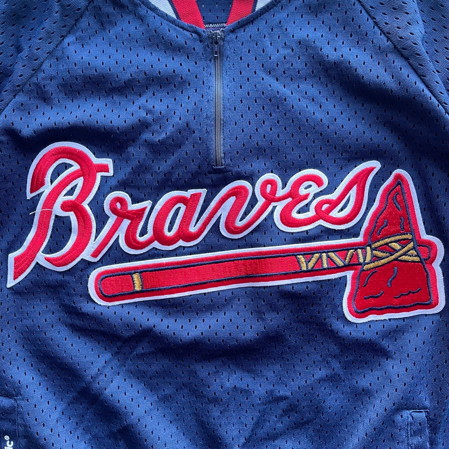 (XL) 90s Atlanta Braves Batting Practice Quarter Zip "Woods" Jersey