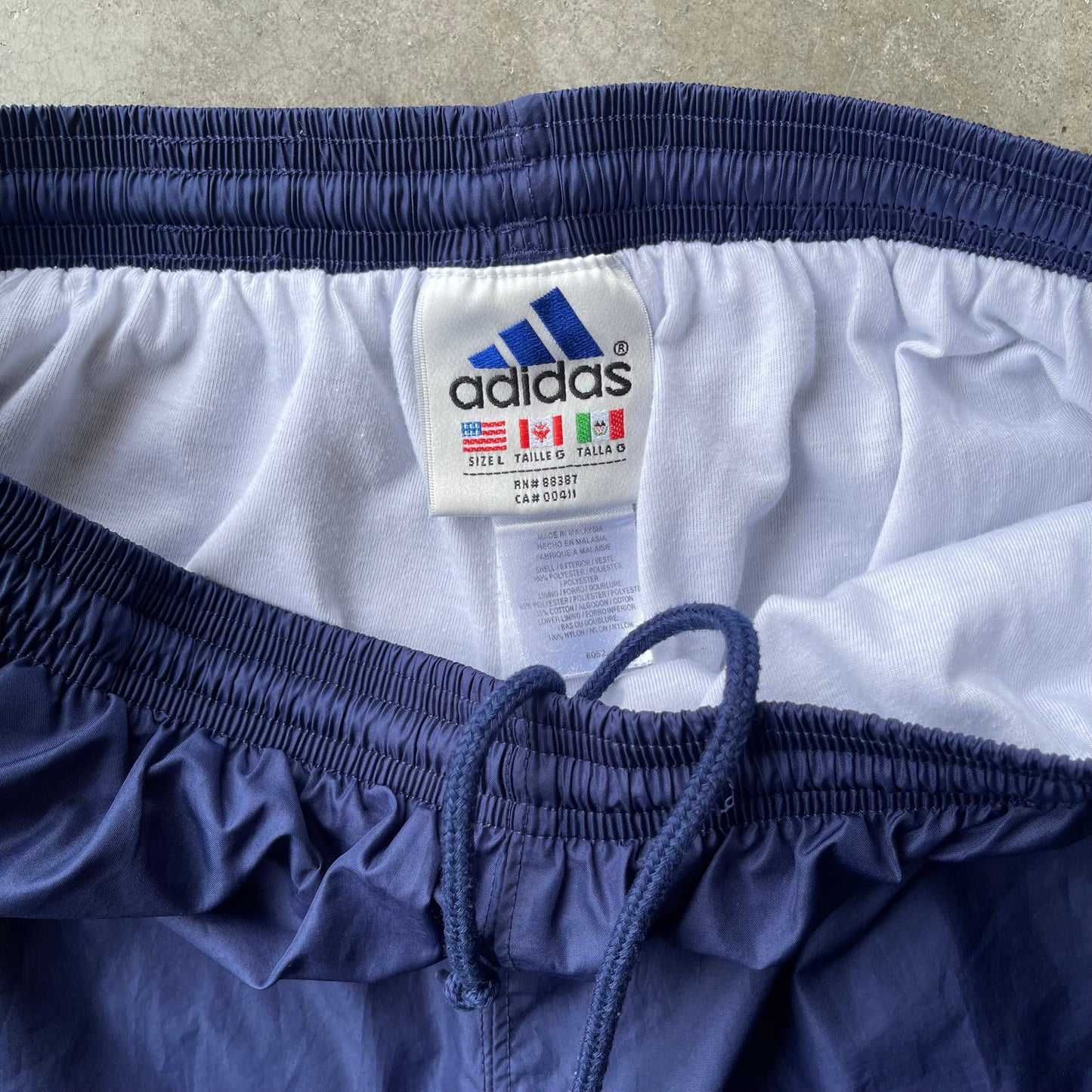 (L) 90s Adidas Navy Blue Polyester Track Pants
