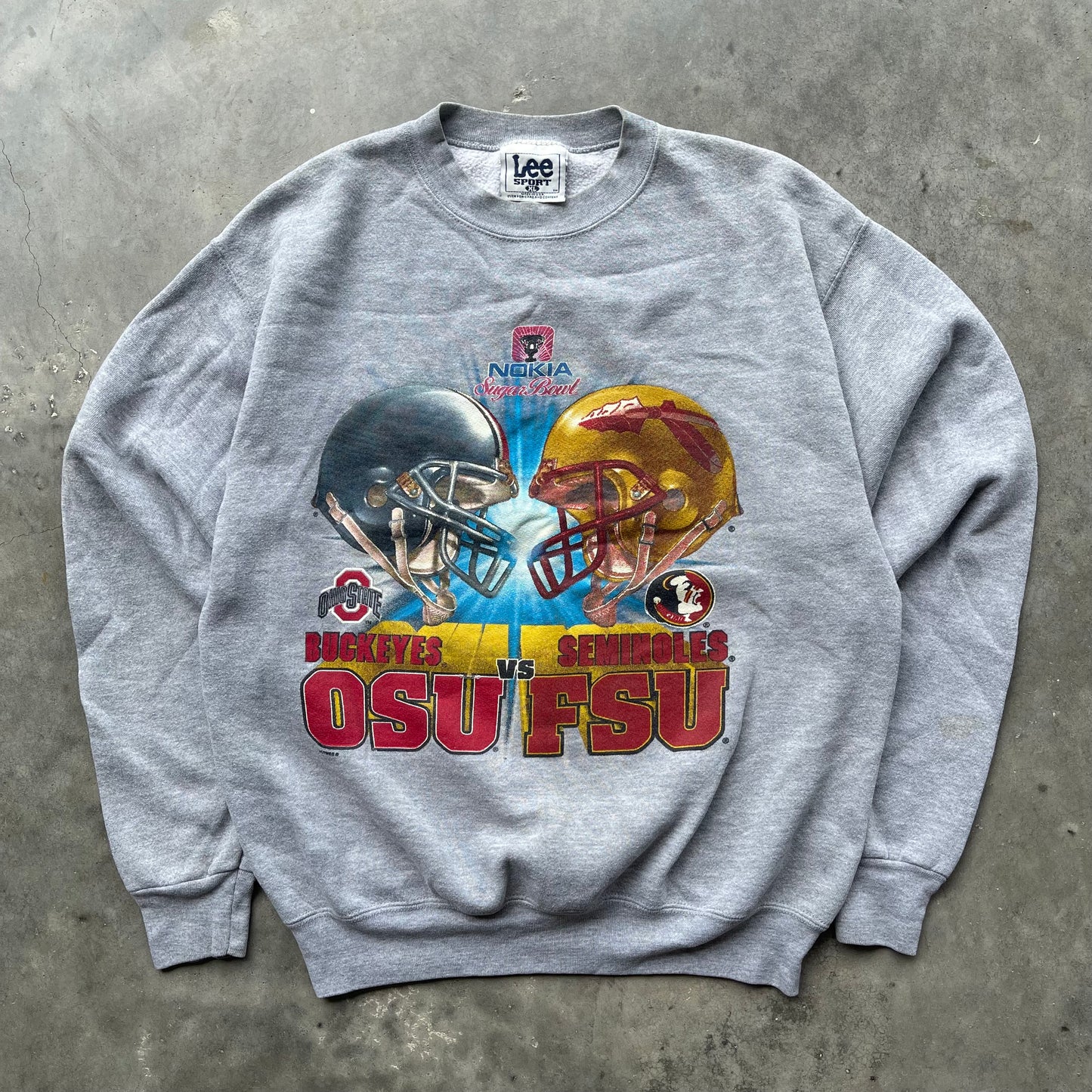 (M) OSU vs FSU Nokia Sugar Bowl College Football Helmet Graphic Crewneck