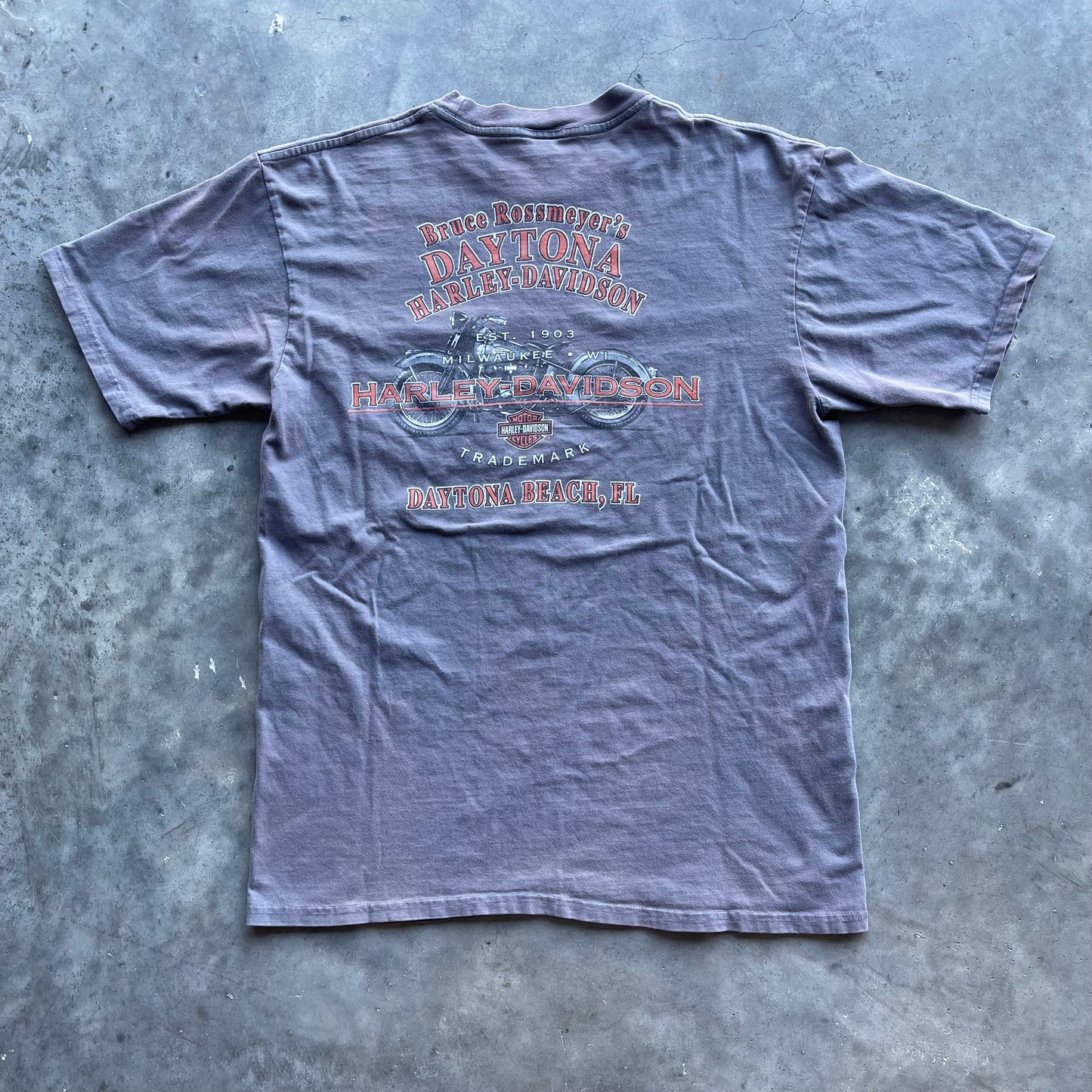 (M) Vintage Harley Davidson Daytona Flame Faded Pocket Tee