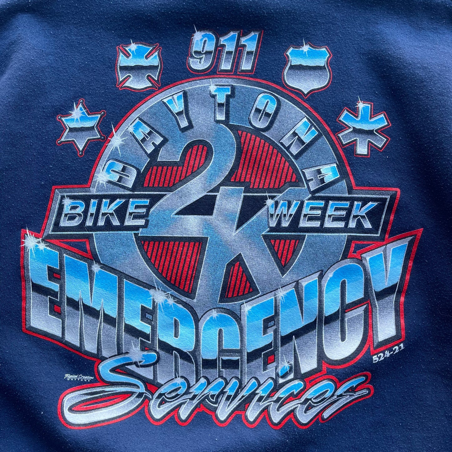 (L) '00 Daytona Bike Week "Emergency Services" Graphic Crewneck