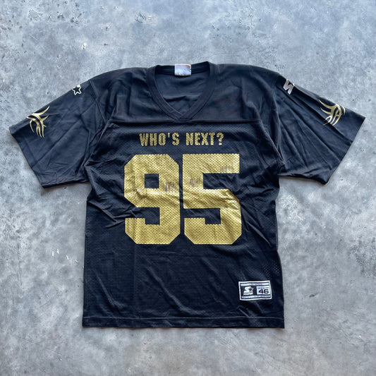 (M) '95 WCW Goldberg "Who's Next?" Mesh Football Cropped Fit Jersey