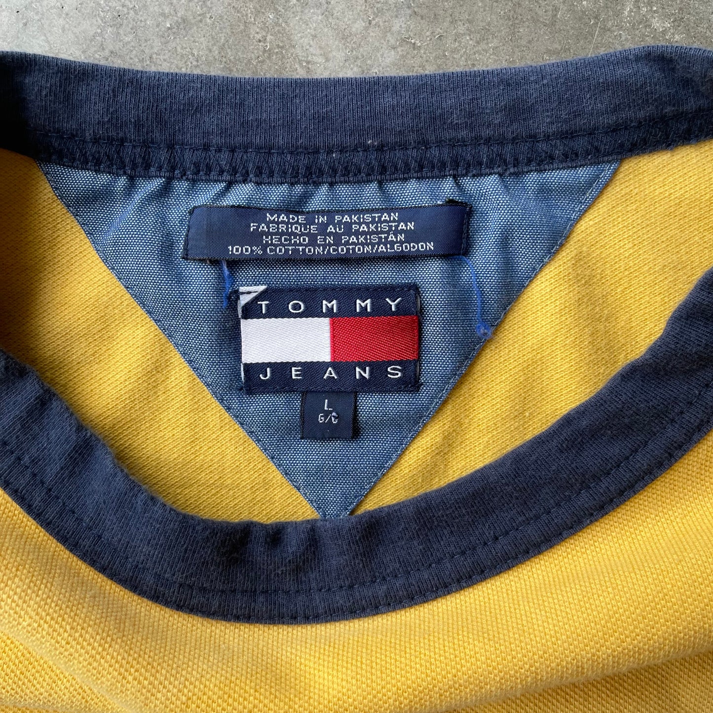 (M/L) 90s Tommy Hilfiger Jeans Yellow Long Sleeve Tee