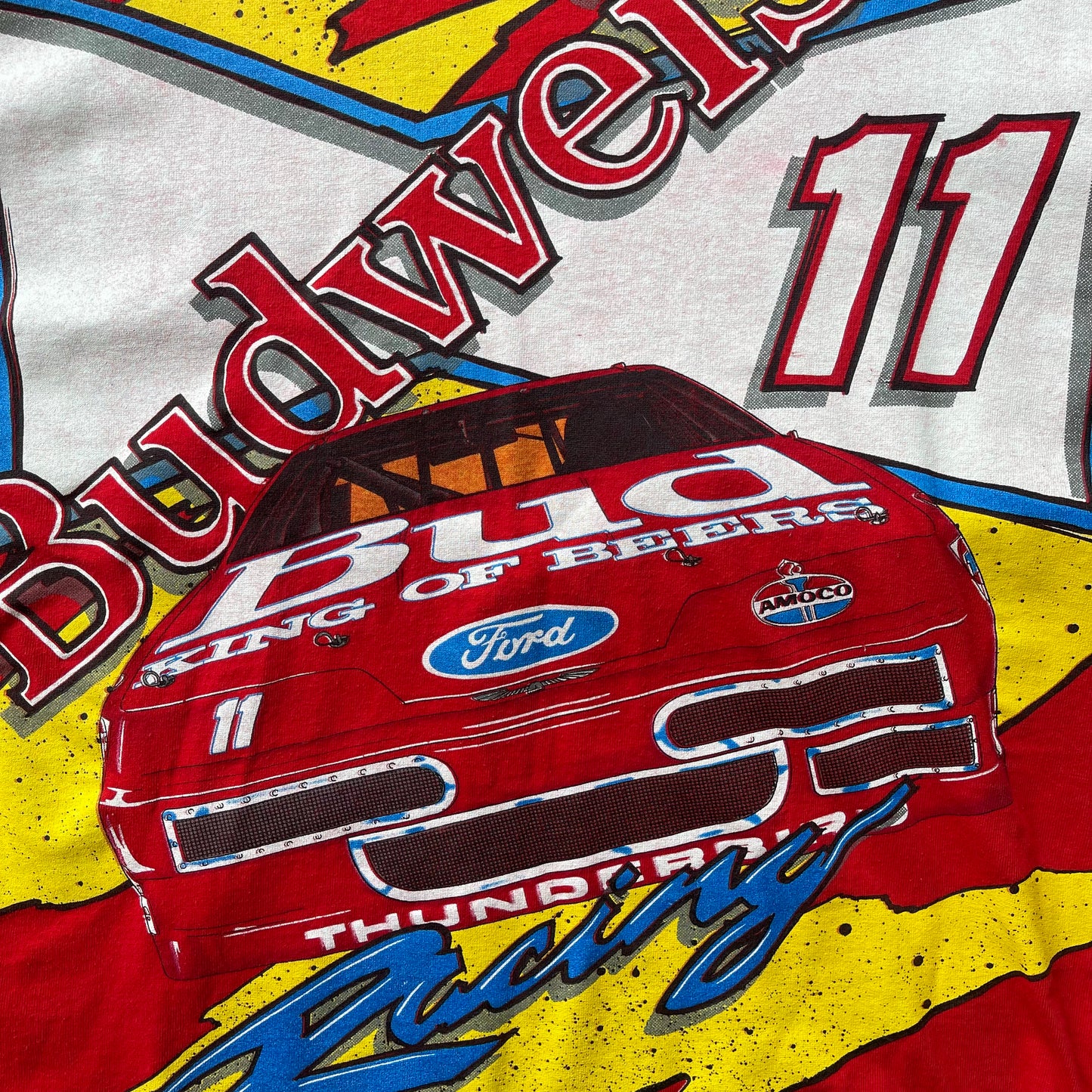 (L) Nascar Bill Elliott Budweiser All Over Print Race Car Graphic Tee