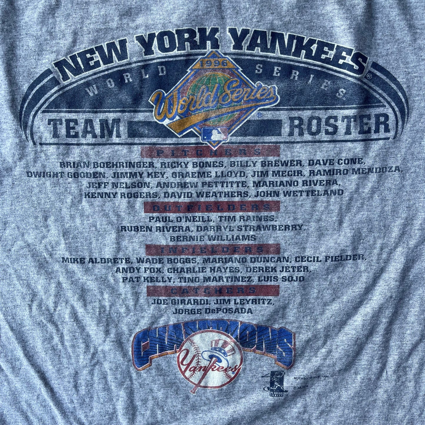 (XL) '96 New York Yankees Team Roster World Series Champions Tee