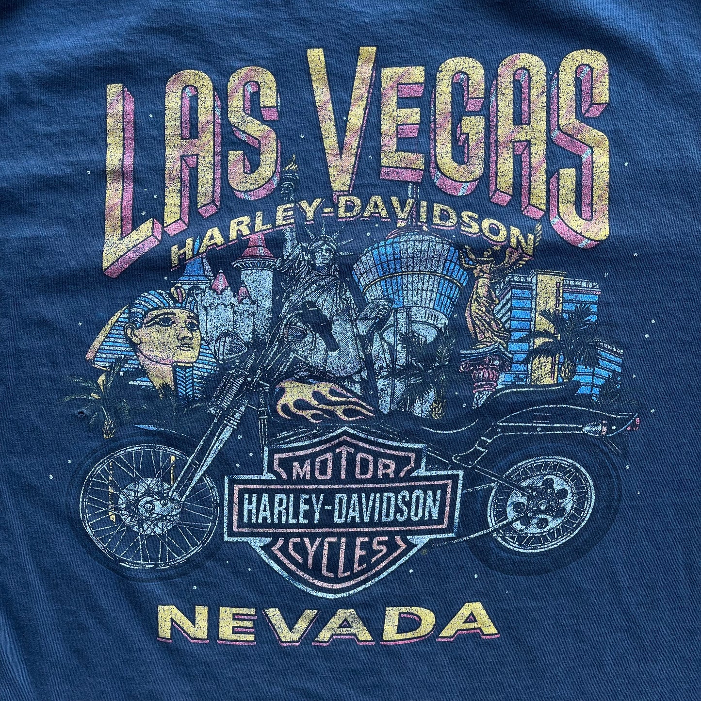 (M) Vintage Harley Davidson Faded Las Vegas Lightning Tee