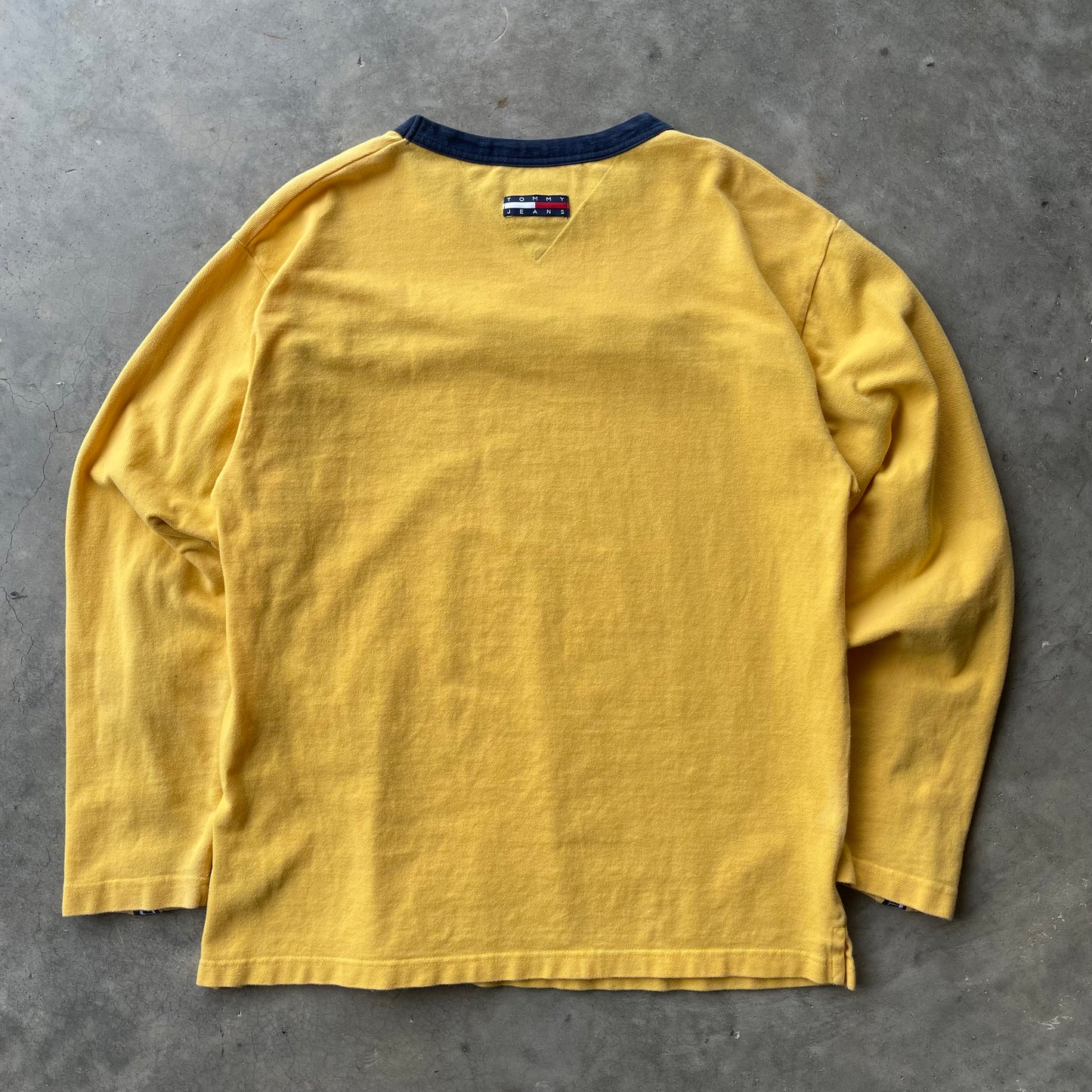 (M/L) 90s Tommy Hilfiger Jeans Yellow Long Sleeve Tee