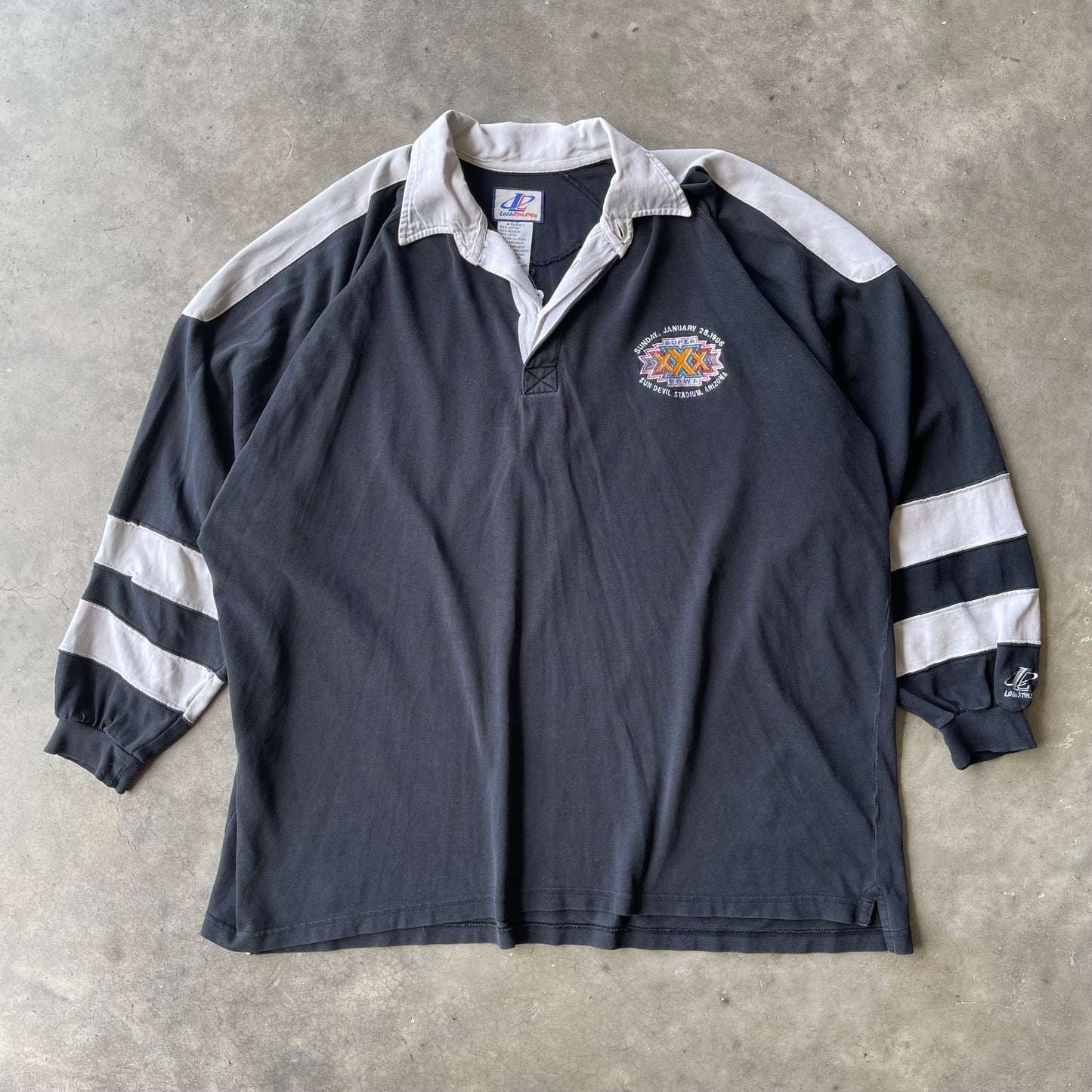(XL) ‘96 Super Bowl Rugby Polo Long Sleeve Tee