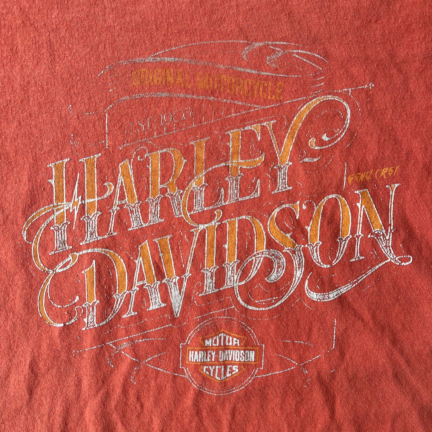 (Women's S/M) Harley Davidson Orange Graphic Tee