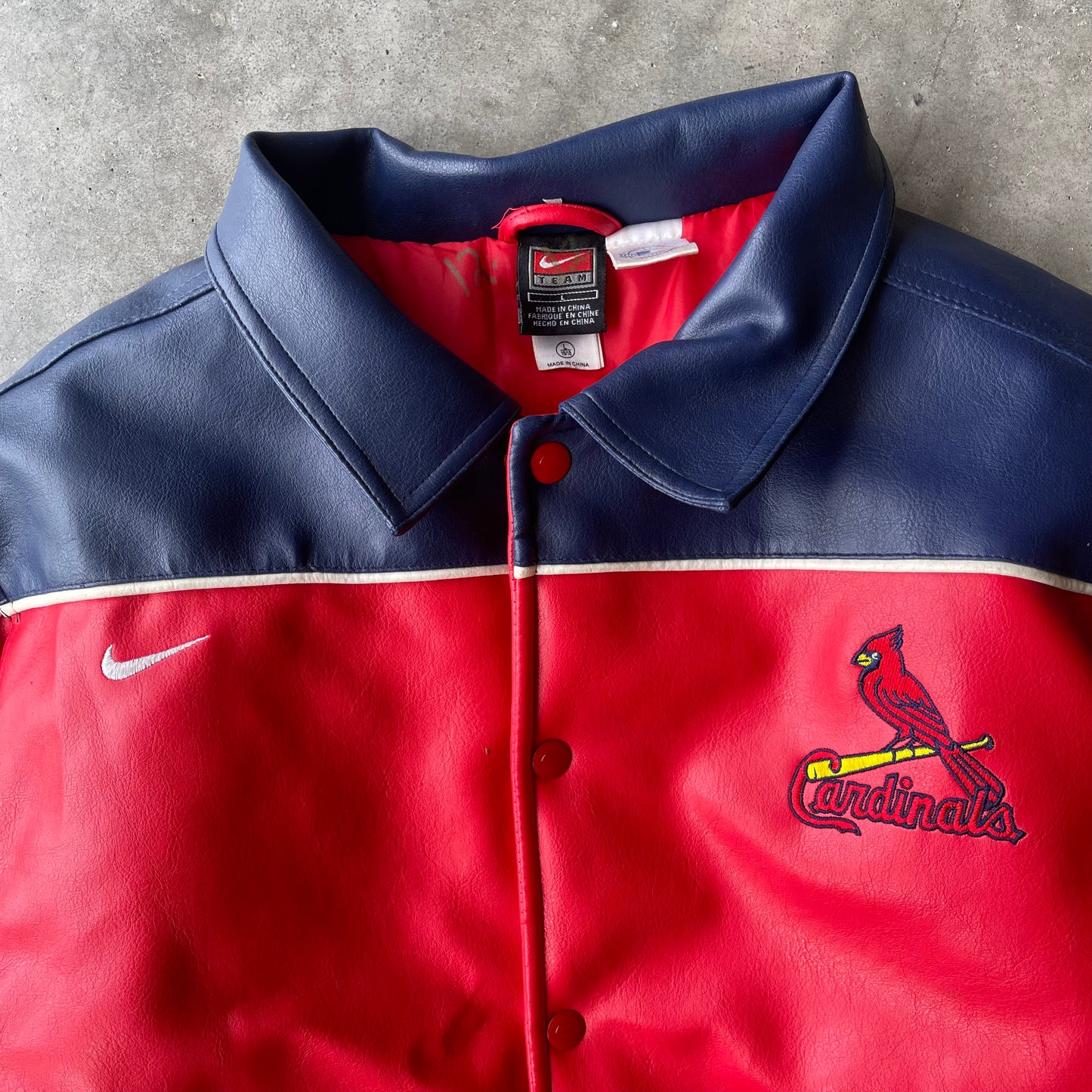 (M) 90s Nike St. Louis Cardinals Puff Leather Jacket