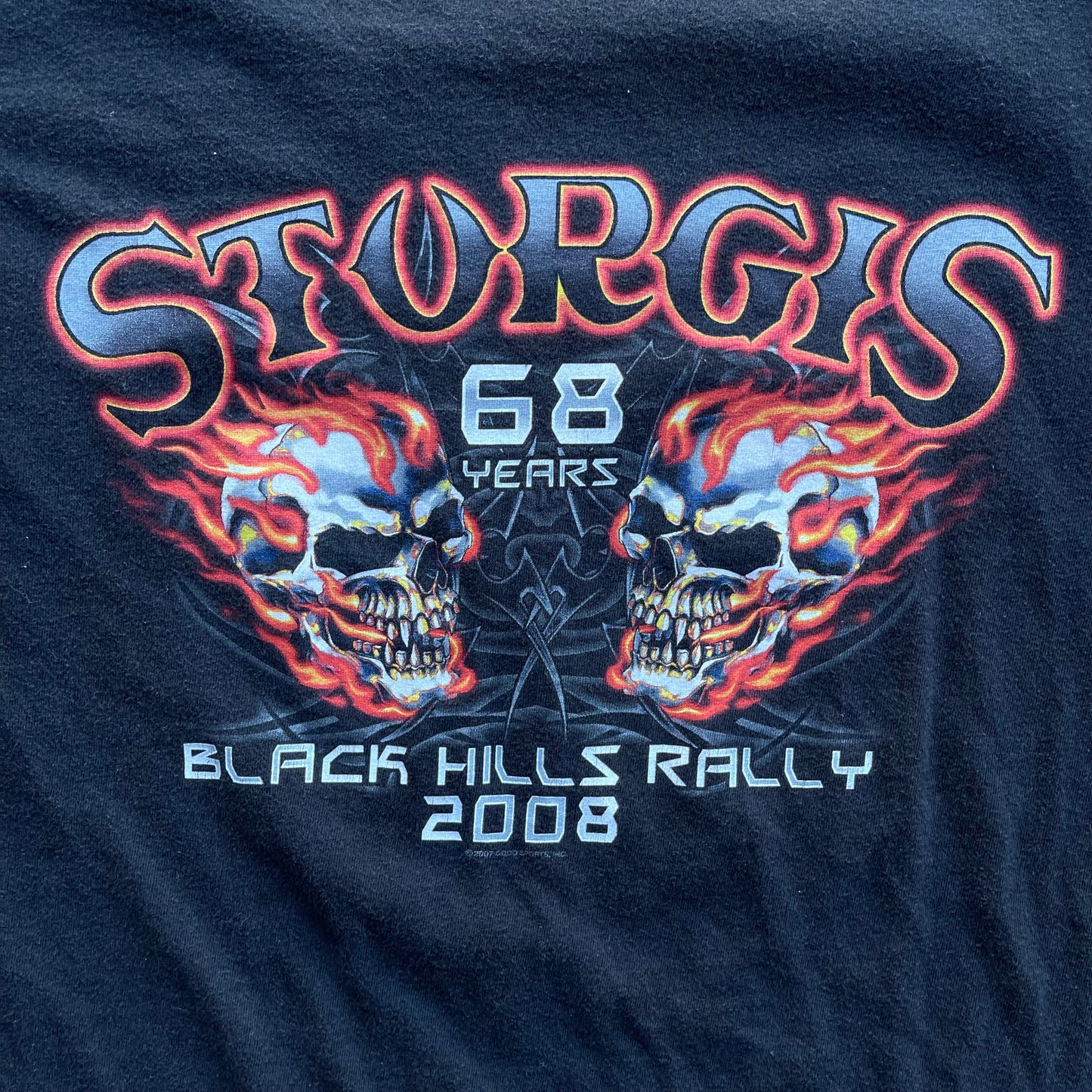 (2XL) '08 Sturgis Black Hills Rally Flaming Skull Tee