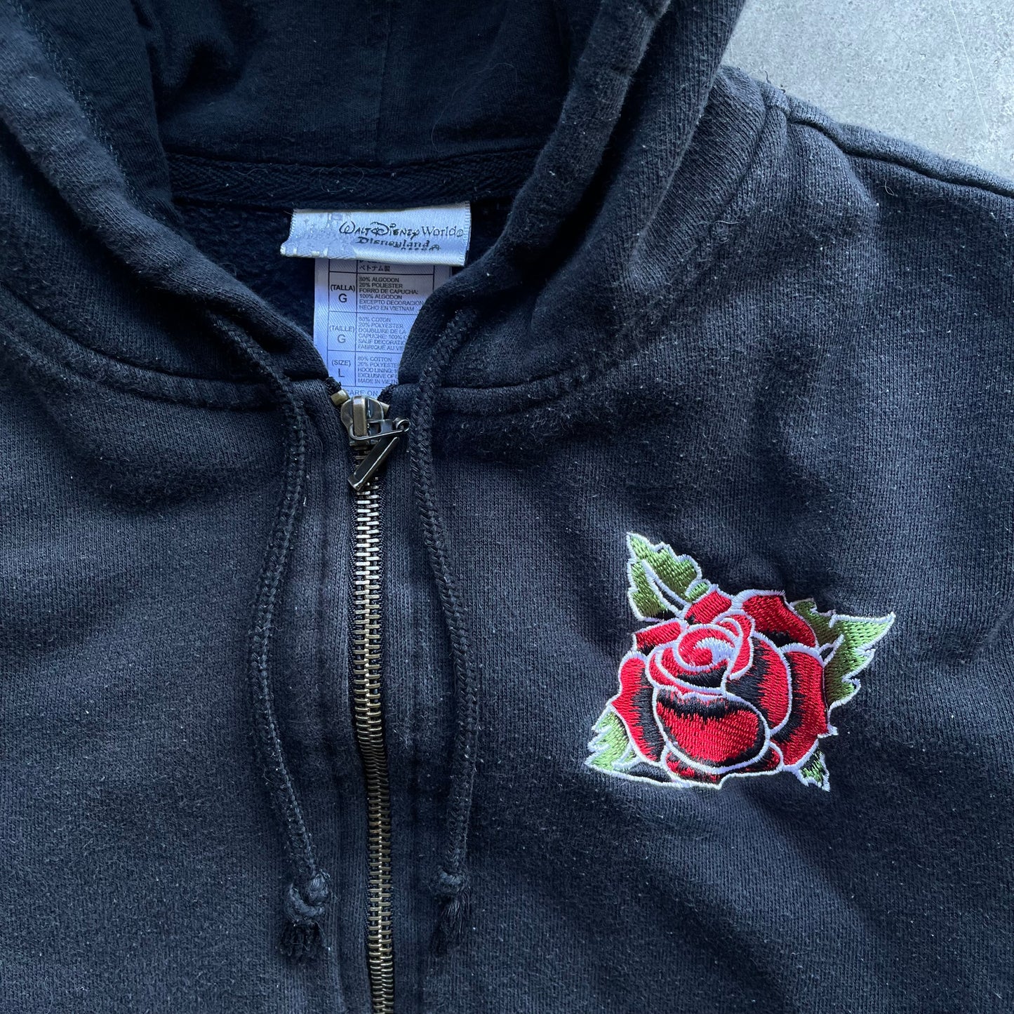 (S) Vintage Disney Mickey Mouse Roses Full Zip Hoodie